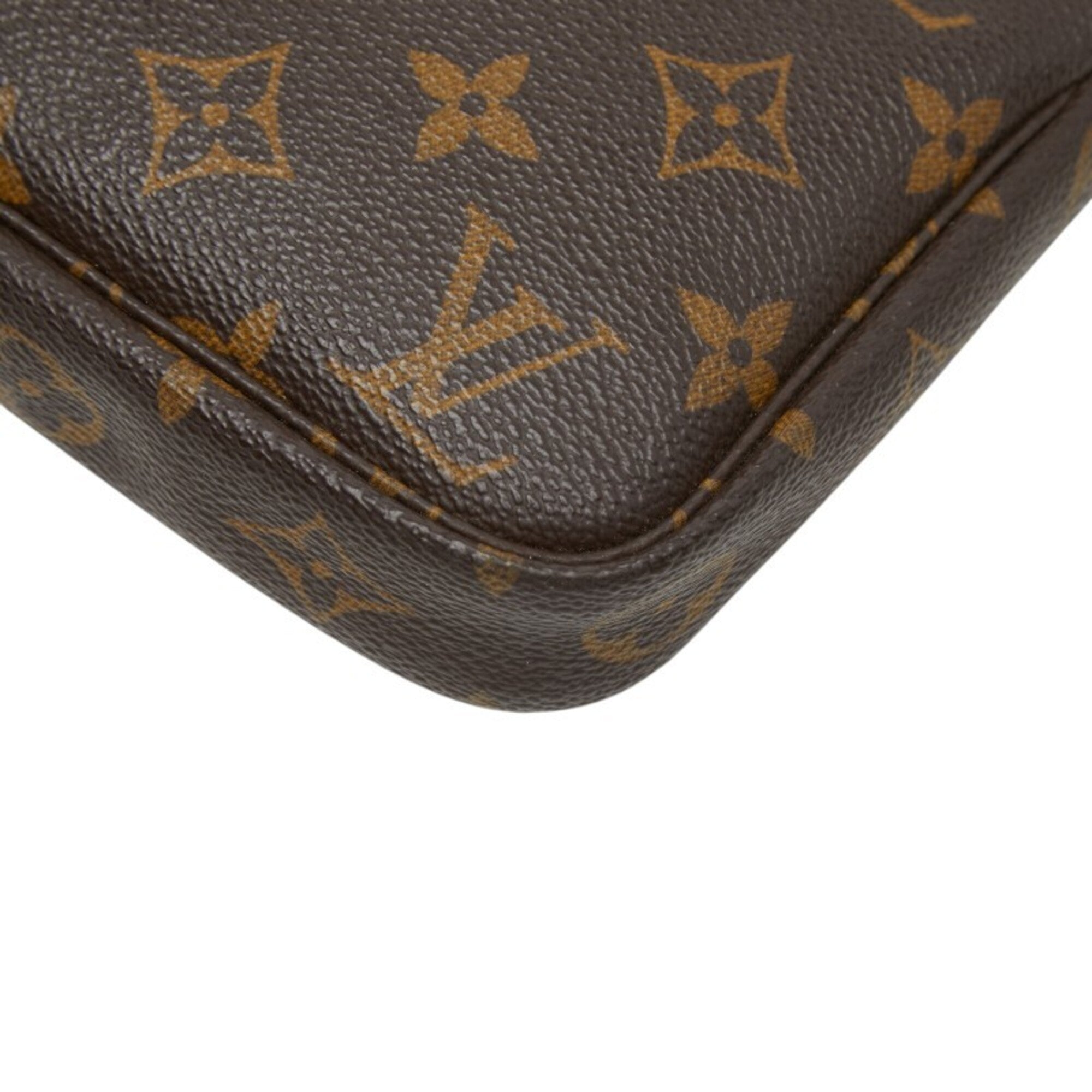 Louis Vuitton Brown Pvc Leather Handbag Pochette Pouch (Pre-Owned)