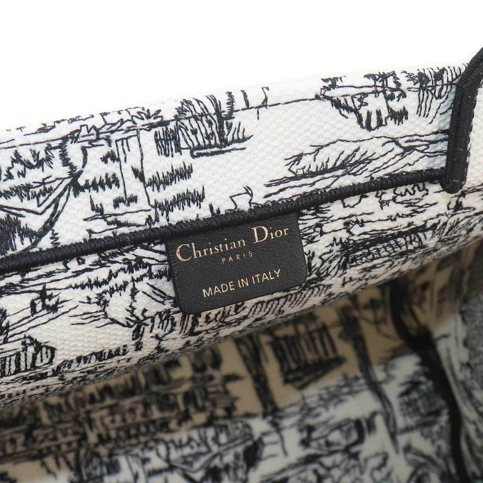 Christian Dior Black White Canvas Handbag Tote Bag (Pre-Owned)