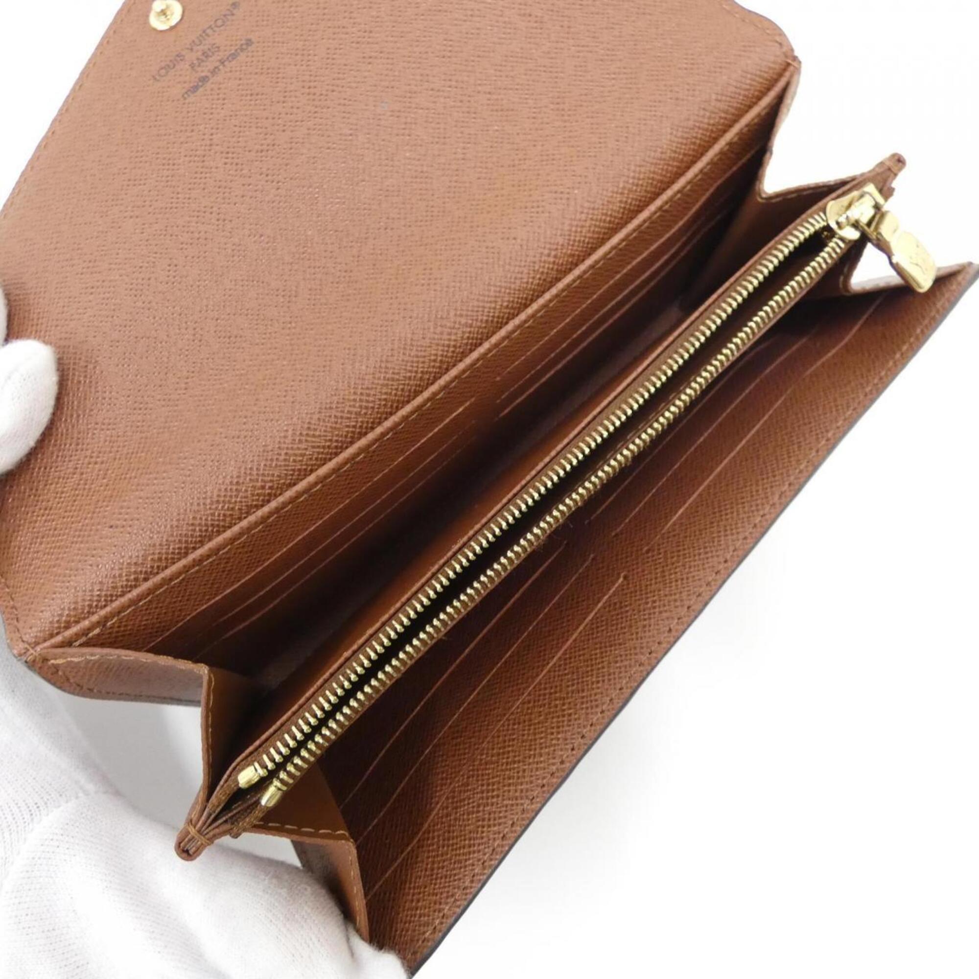 Louis Vuitton Marron Coated Canvas Long Wallet (Bi-Fold) (Pre-Owned)