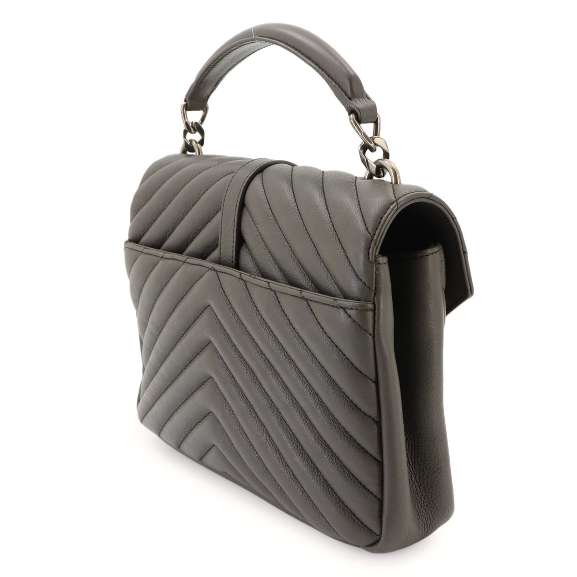 Saint Laurent Gray Leather Handbag Shoulder Bag (Pre-Owned)