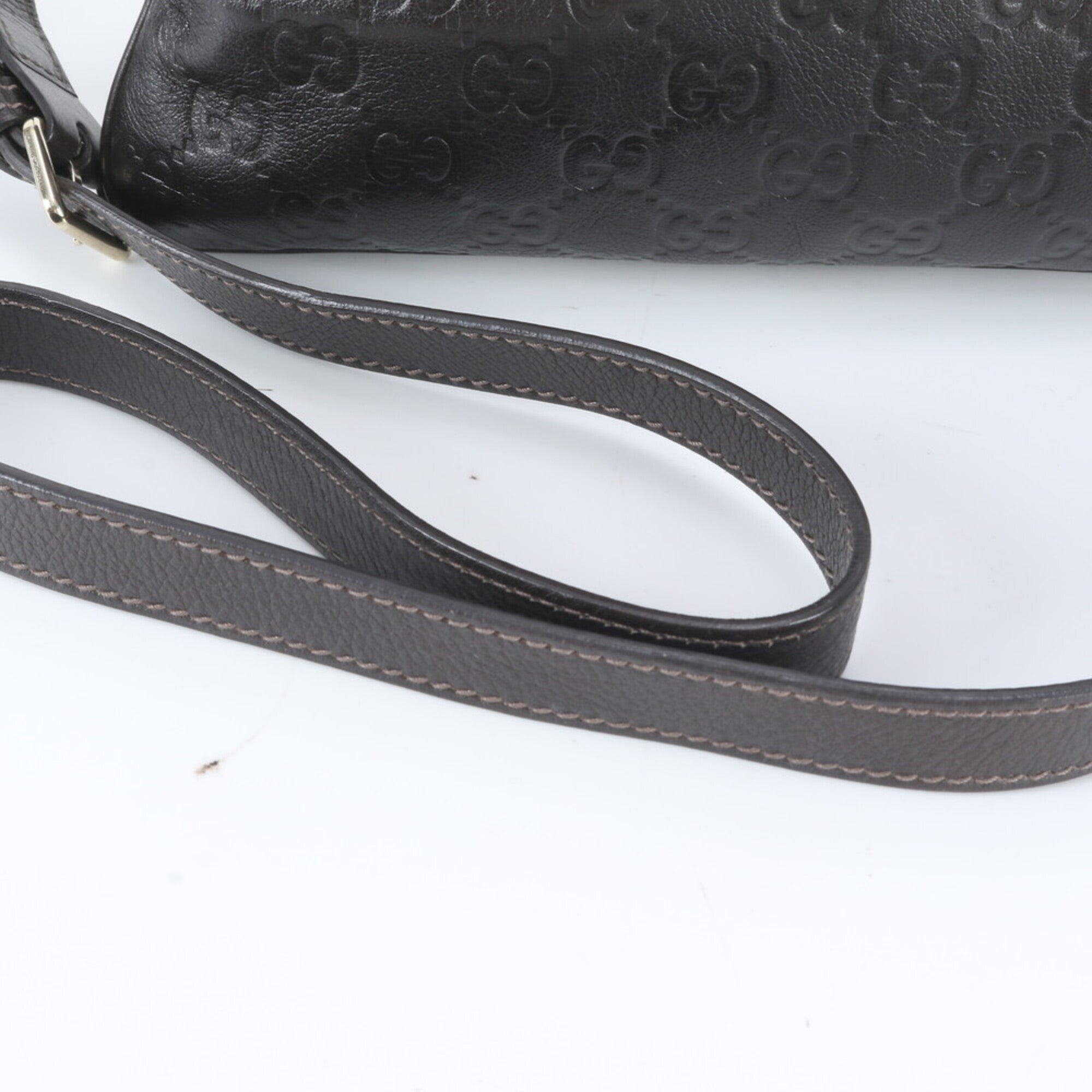 Gucci Guccissima Dark Brown Leather Shoulder Bag (Pre-Owned)