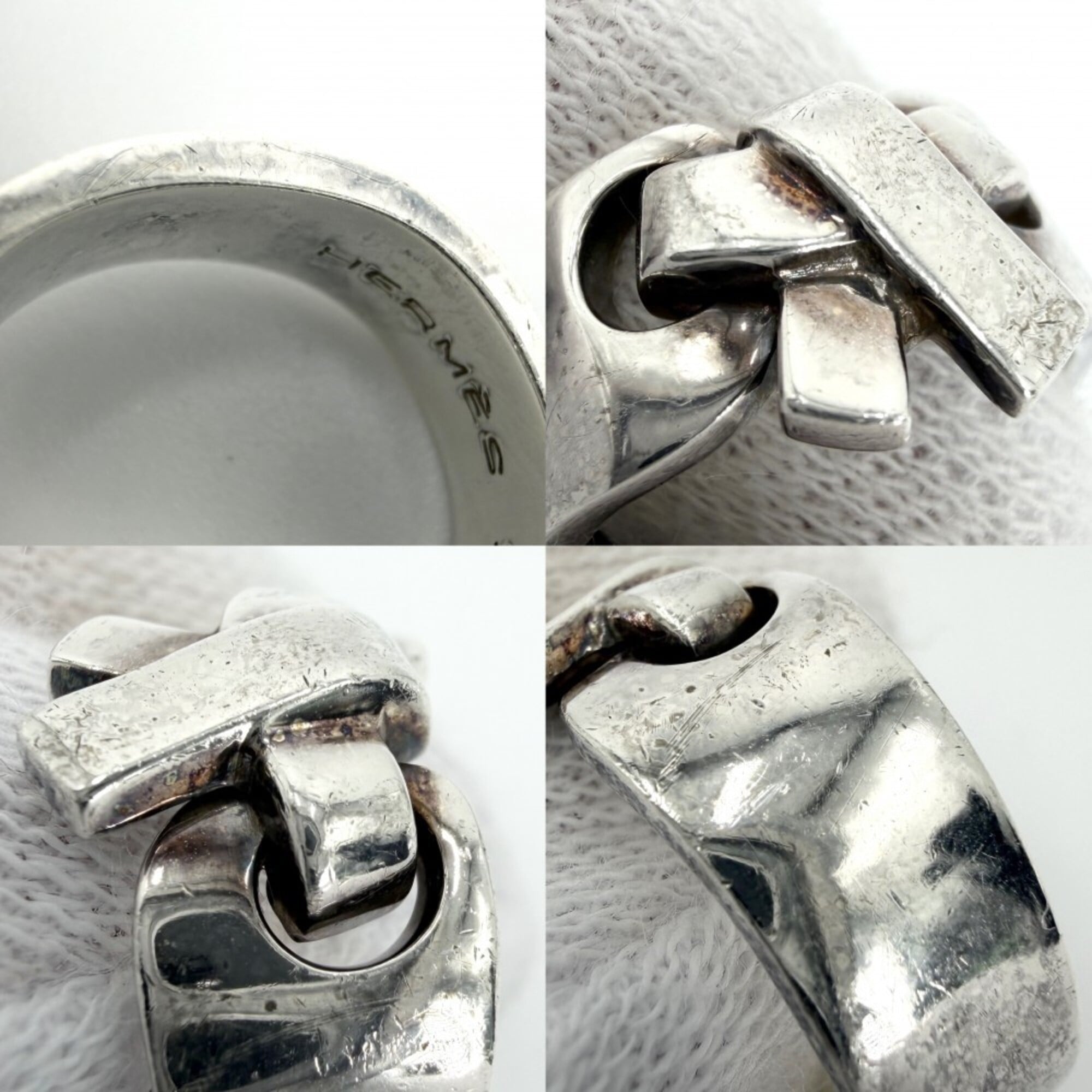 Hermes Silver 925 Band Ring (Pre-Owned)
