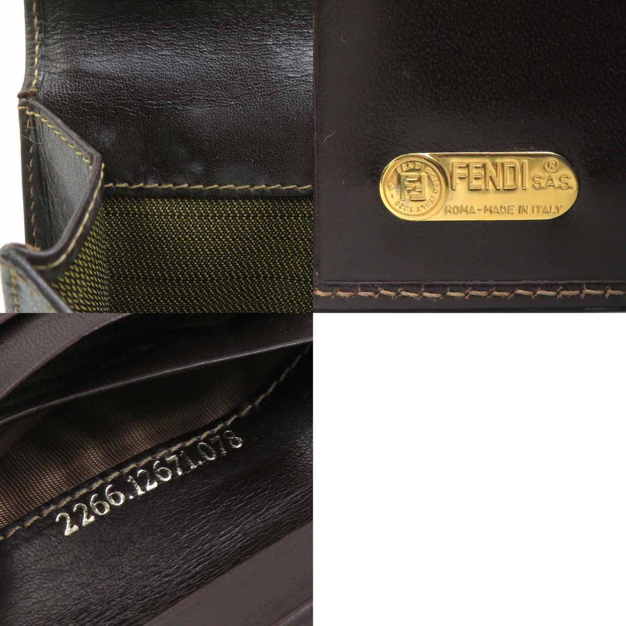 Fendi Brown Canvas Leather Wallet (Bi-Fold) (Pre-Owned)