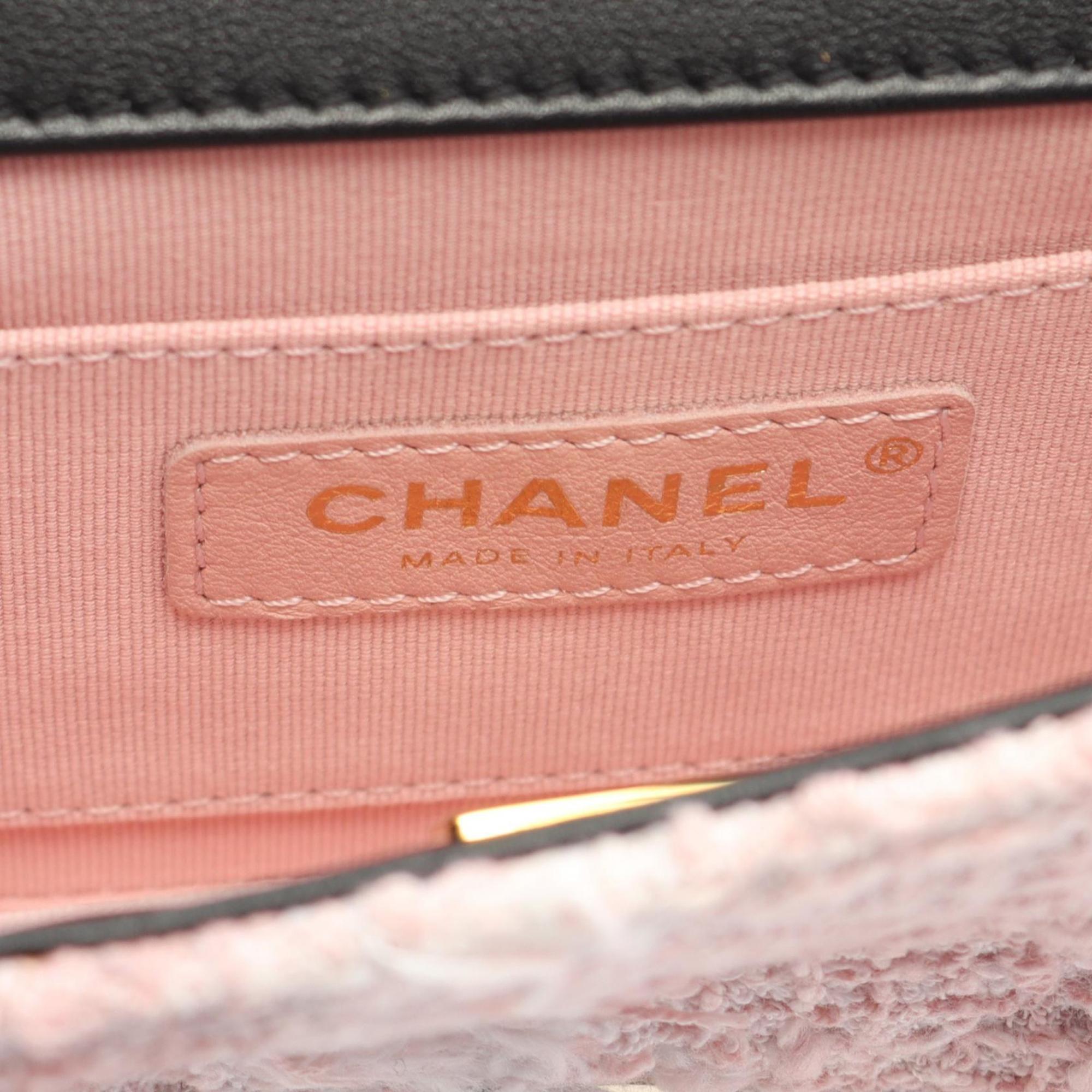 Chanel Black Pink Fabric Leather Shoulder Bag (Pre-Owned)