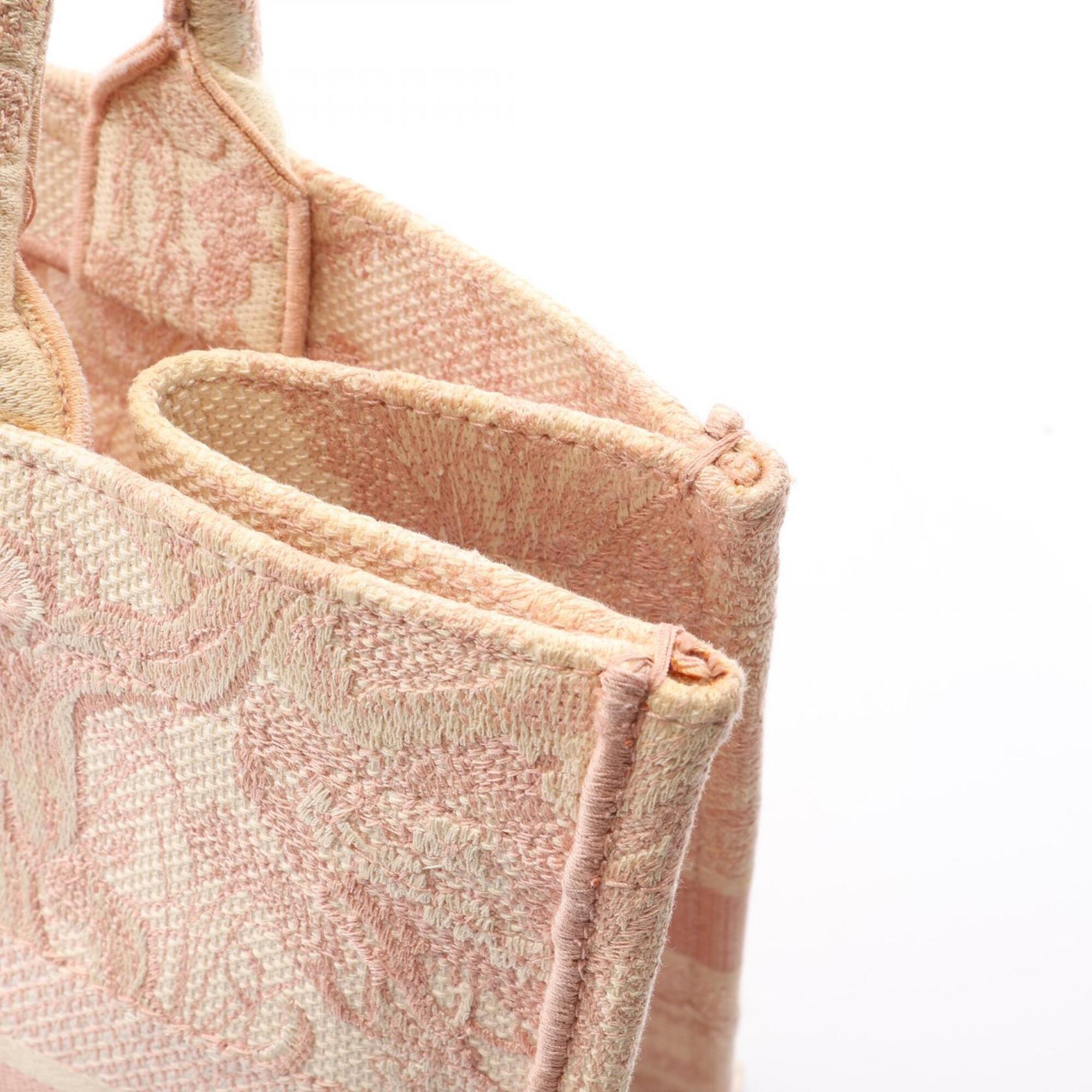Christian Dior Ivory Pink Canvas Handbag Tote Bag (Pre-Owned)