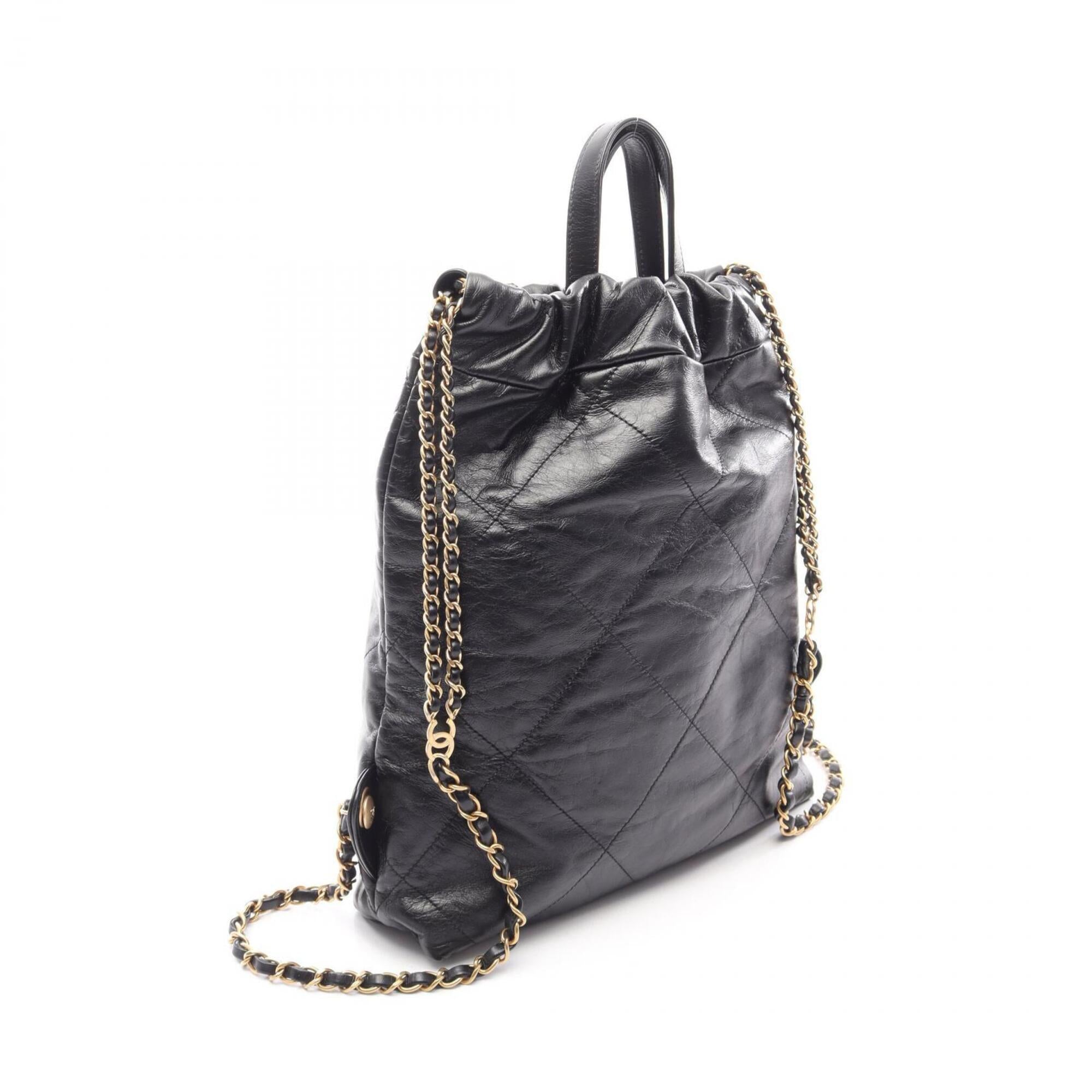 Chanel Black Leather Backpack Handbag (Pre-Owned)