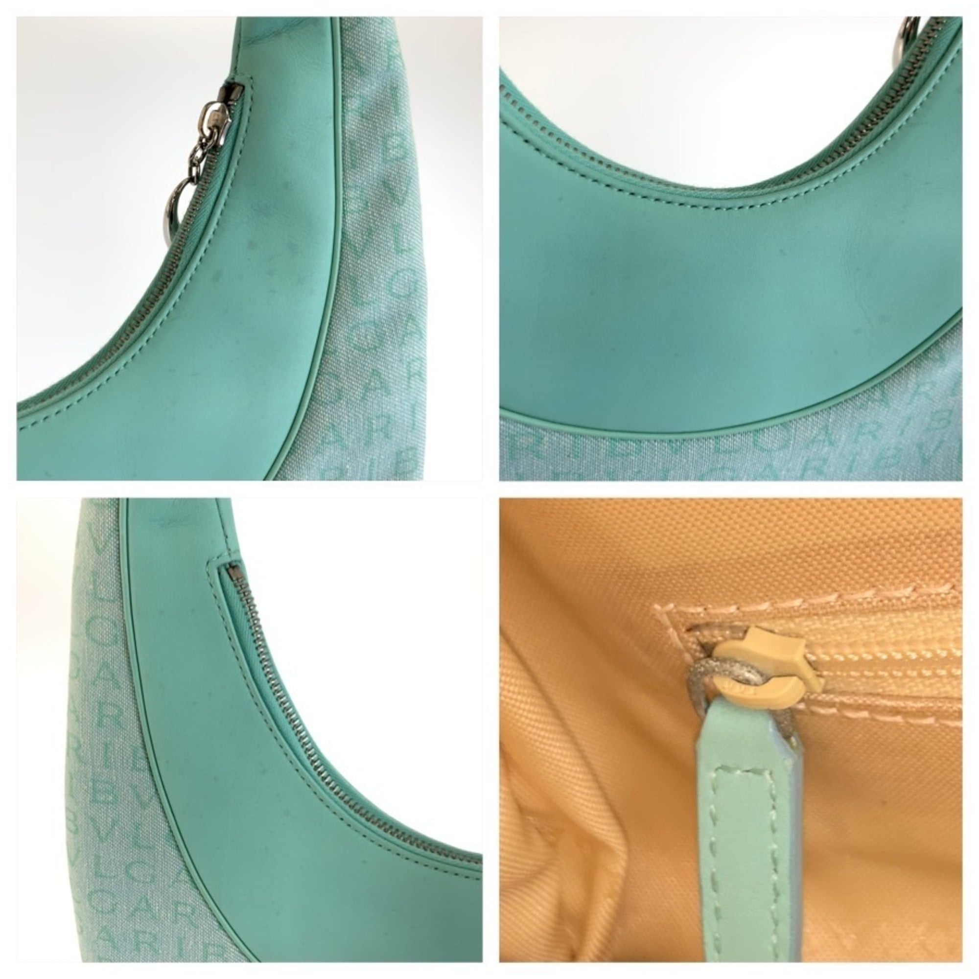Bvlgari Green Canvas Leather Handbag (Pre-Owned)
