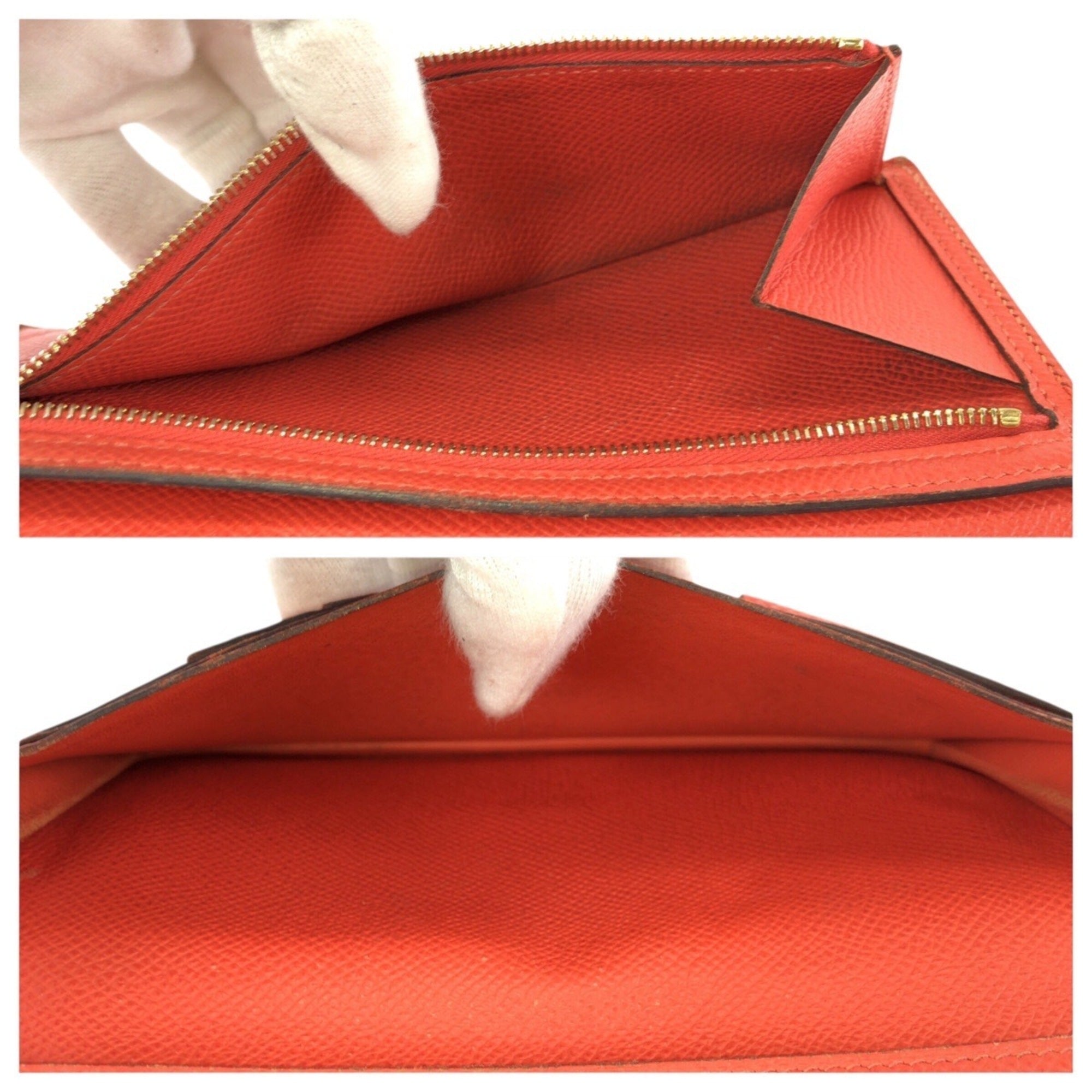Hermes Orange Epsom Leather Long Wallet (Bi-Fold) (Pre-Owned)