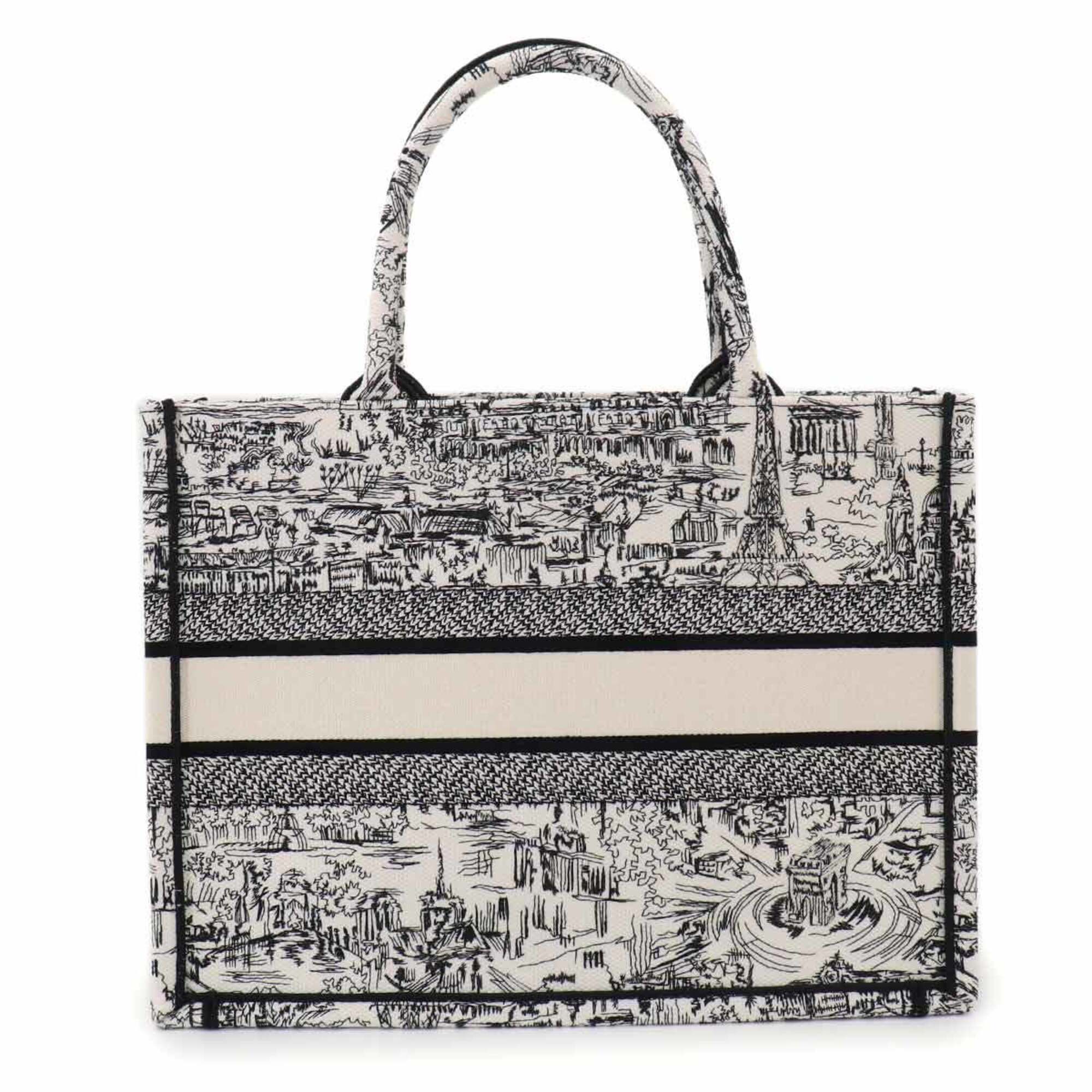 Christian Dior Black White Canvas Handbag Tote Bag (Pre-Owned)