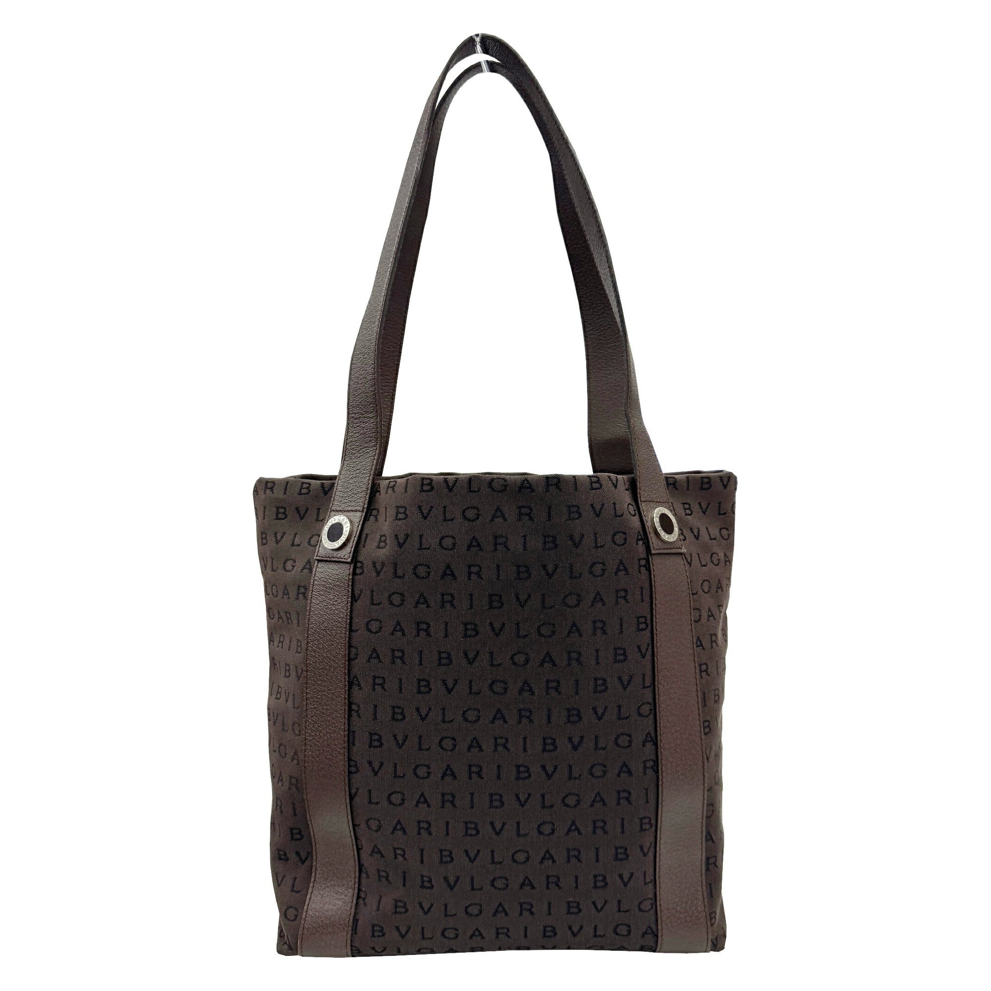 Bvlgari Brown Canvas Leather Tote Bag (Pre-Owned)