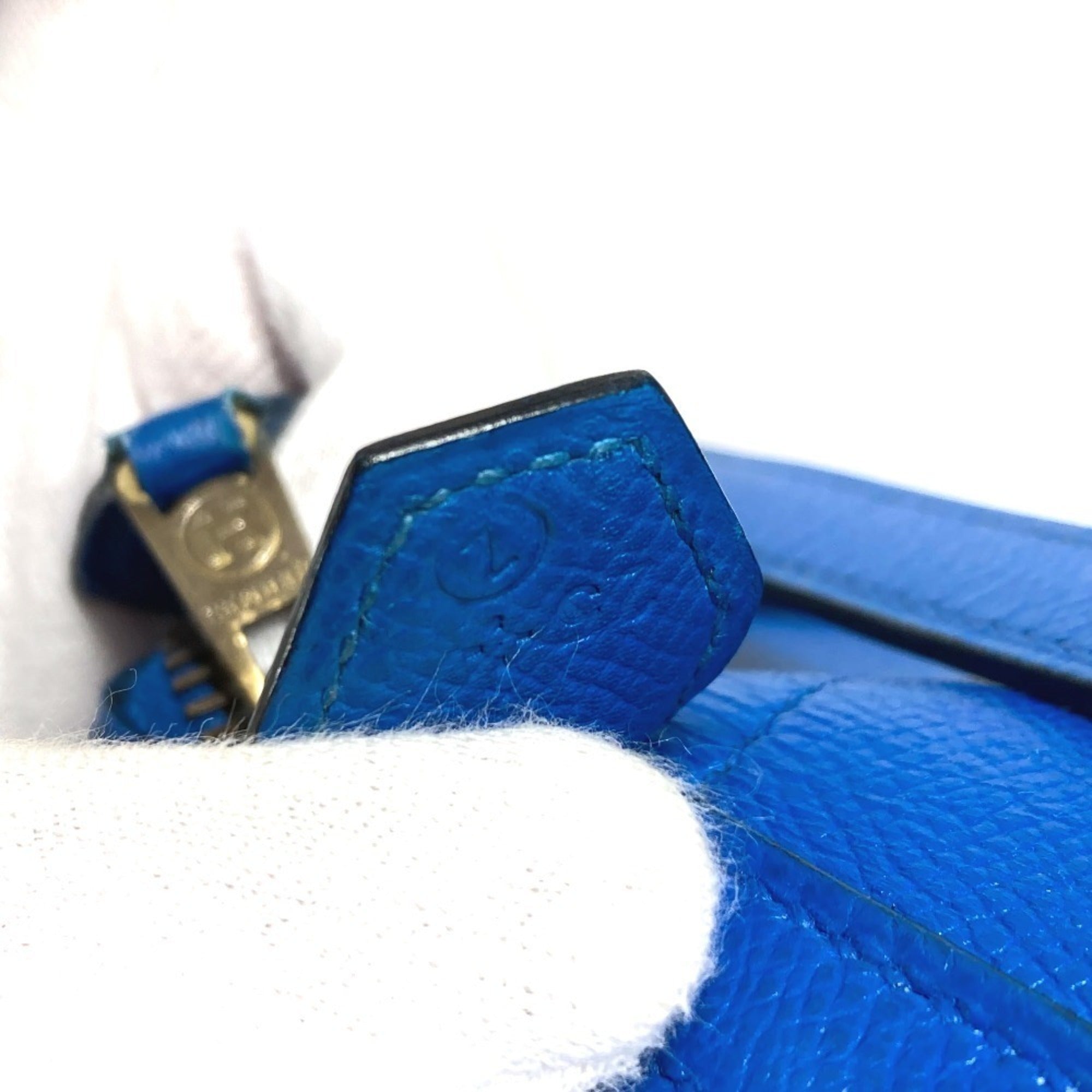 Hermes Blue Epsom Leather Handbag Shoulder Bag Tote Bag (Pre-Owned)