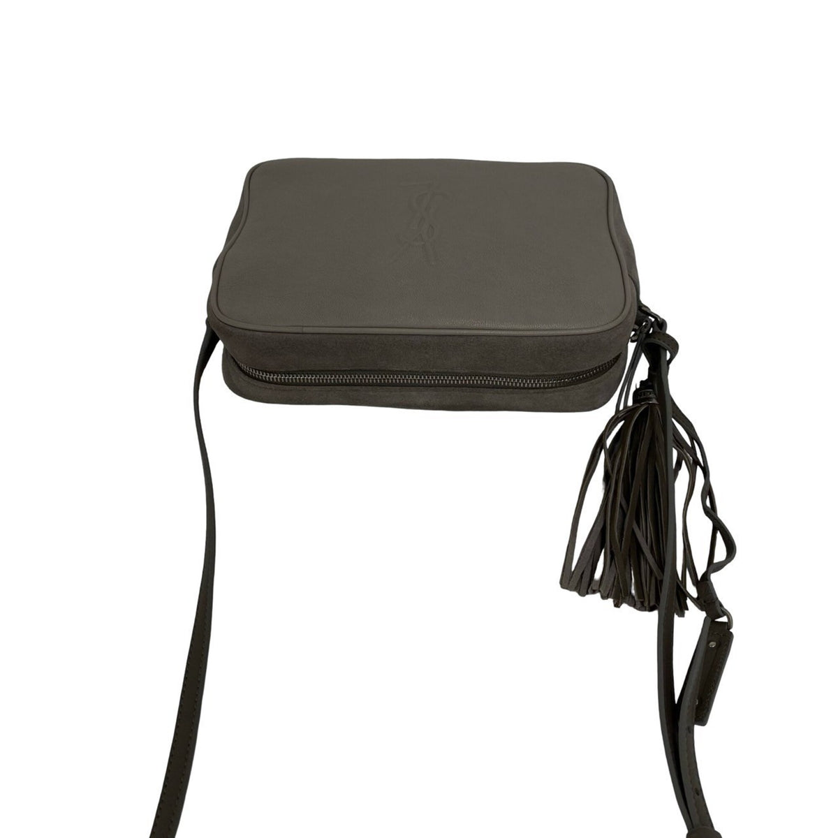 Saint Laurent Gray Leather Pochette Shoulder Bag (Pre-Owned)