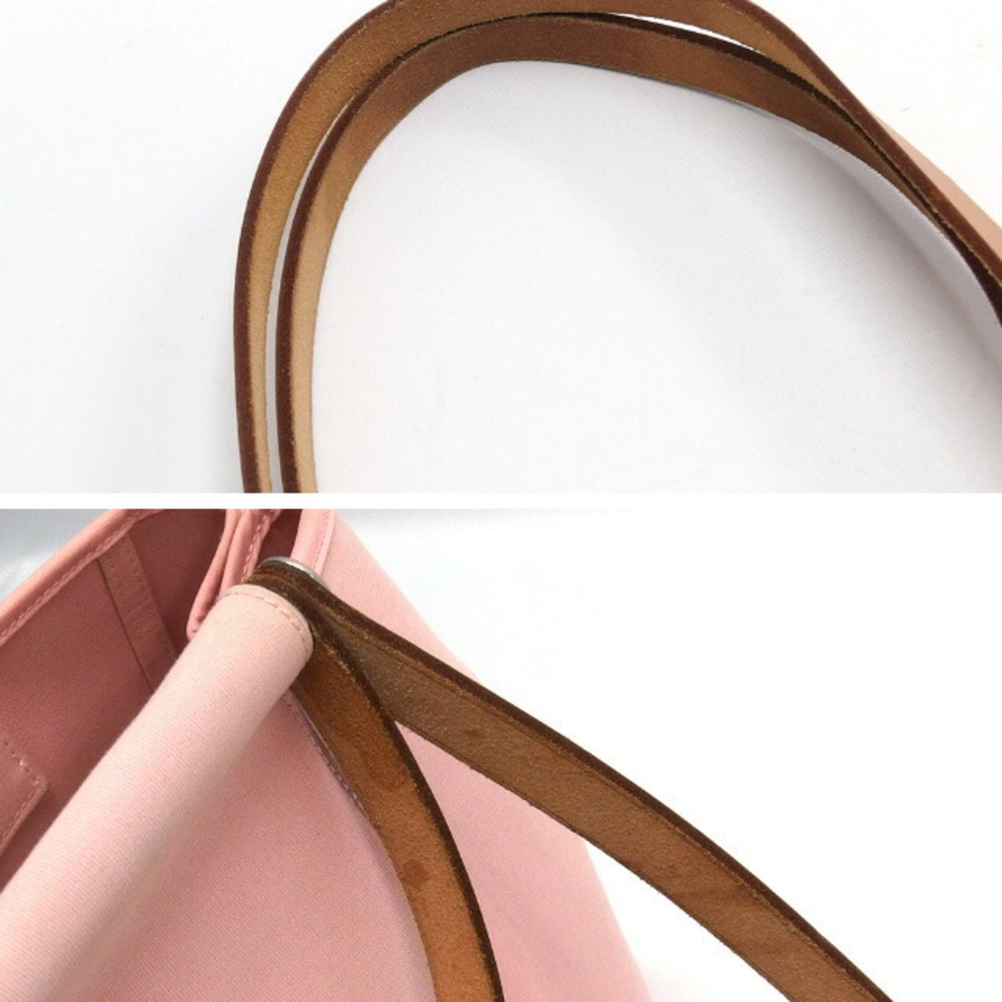 Hermes Cabag Light Pink Toile Officier Handbag Shoulder Bag Tote Bag (Pre-Owned)