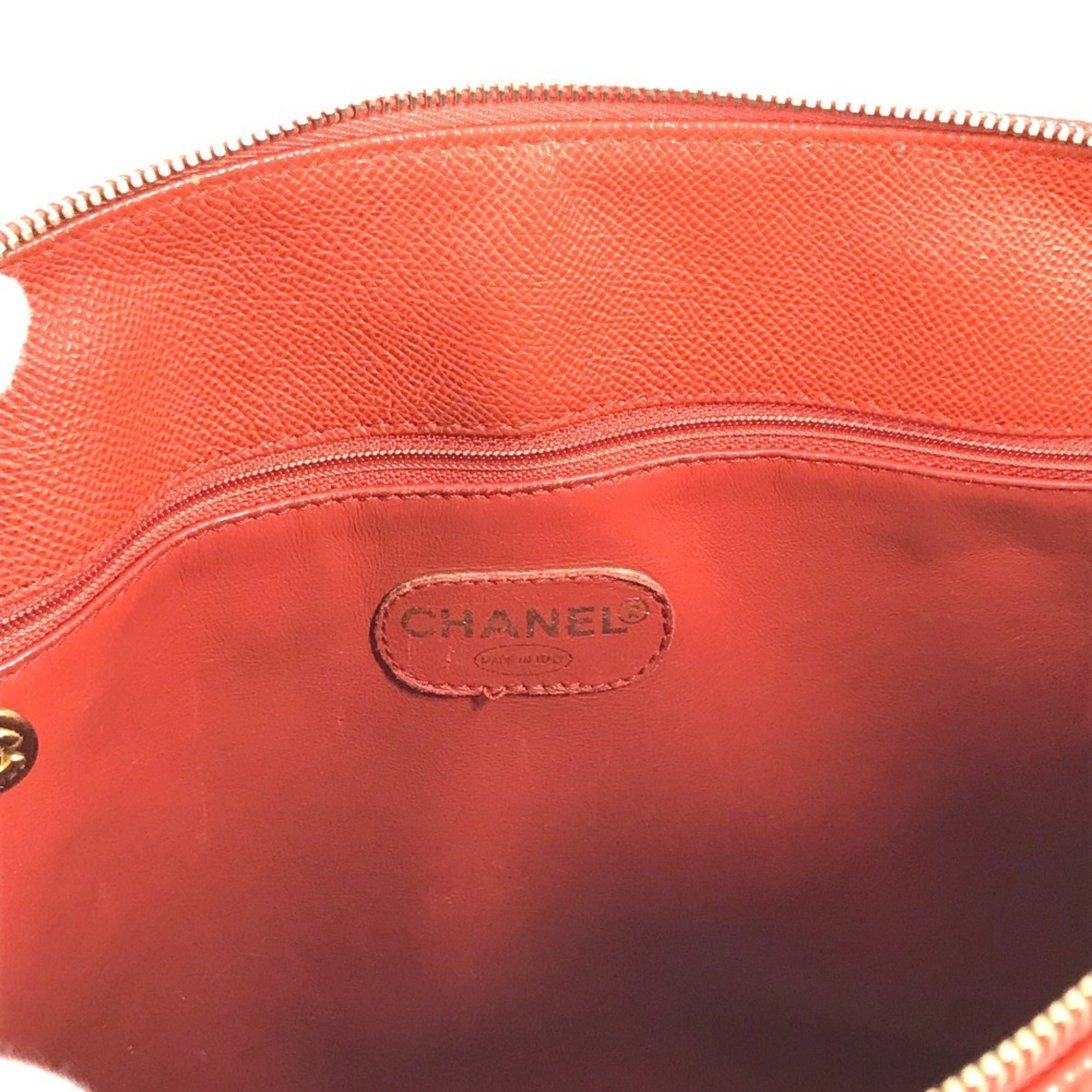Chanel Orange Leather Boston Bag Shoulder Bag Tote Bag (Pre-Owned)