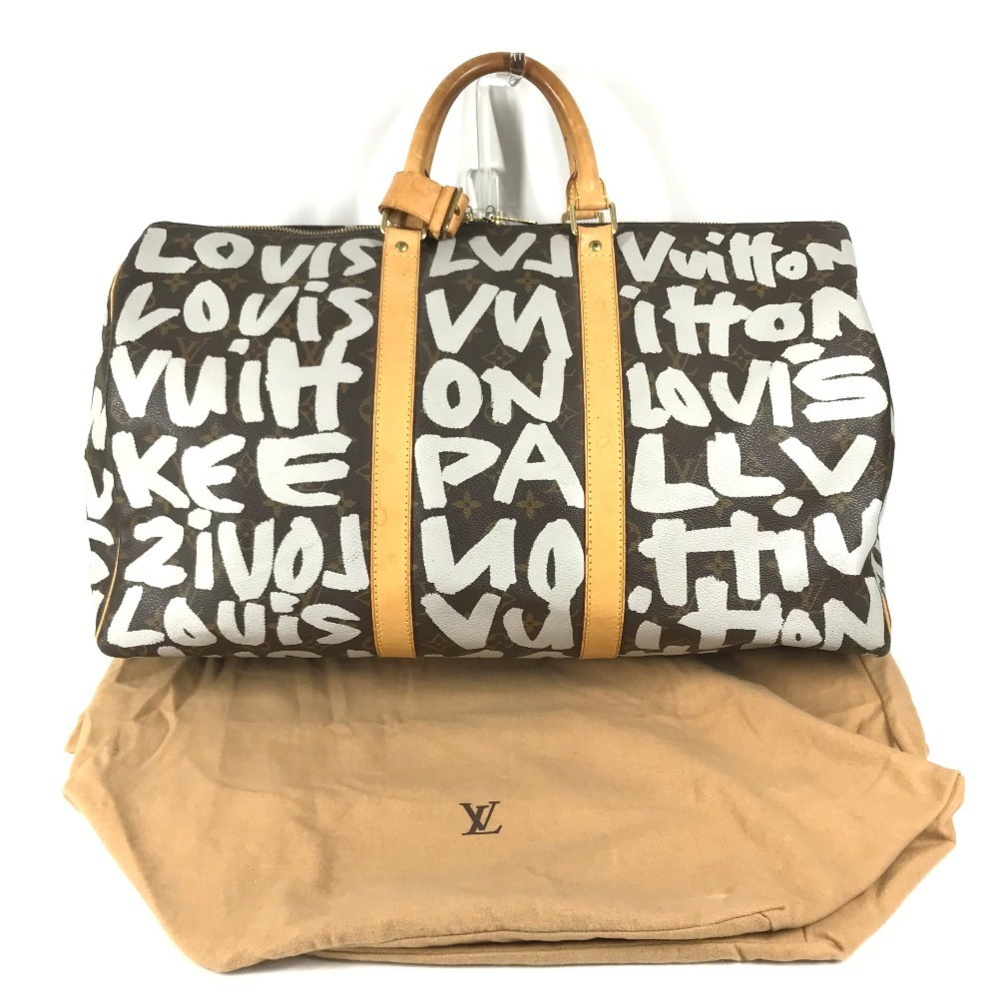 Louis Vuitton Brown White Monogram Canvas Boston Bag (Pre-Owned)