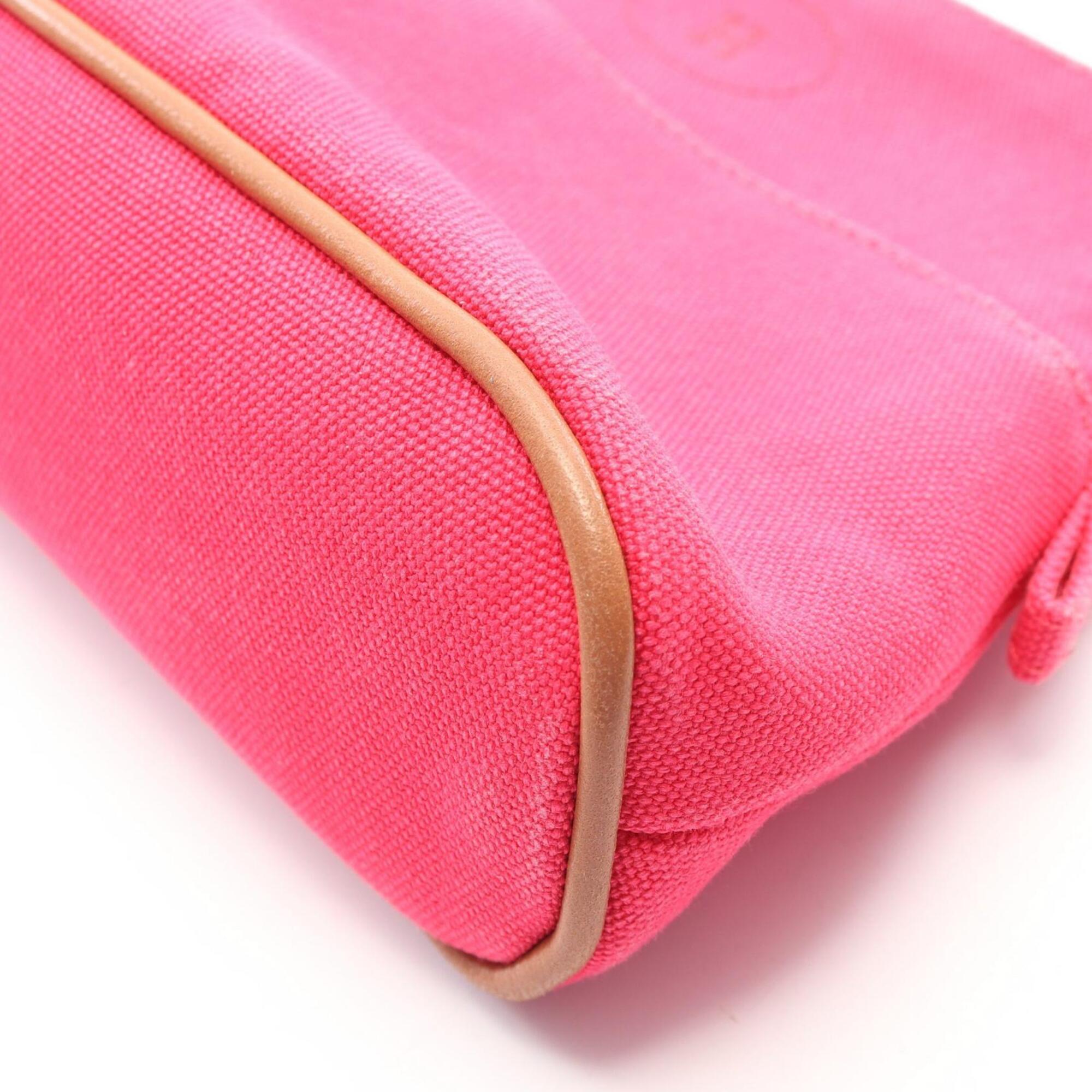 Hermes Brown Pink Canvas Handbag Pouch (Pre-Owned)