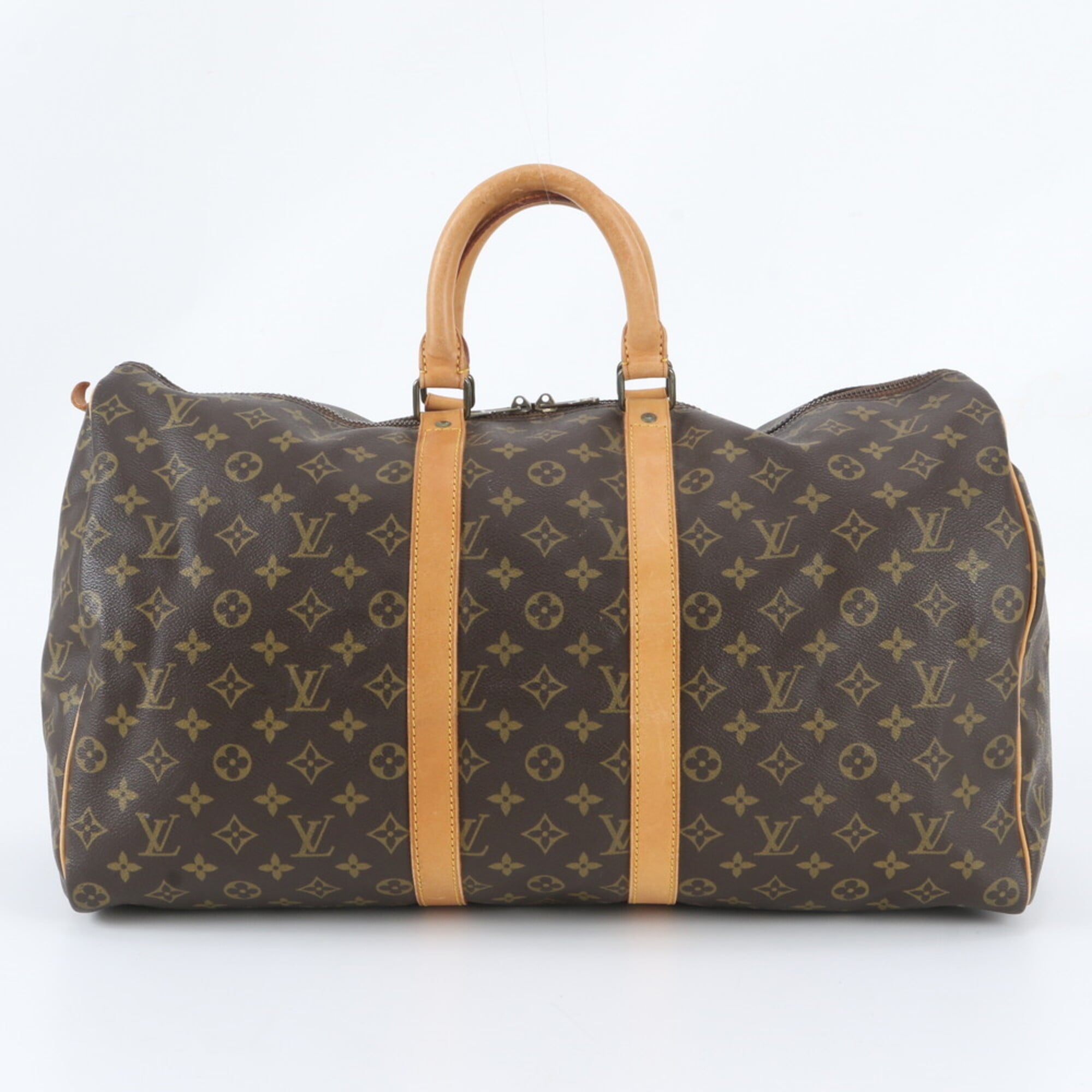 Louis Vuitton Brown Leather Coated Canvas Boston Bag Tote Bag (Pre-Owned)