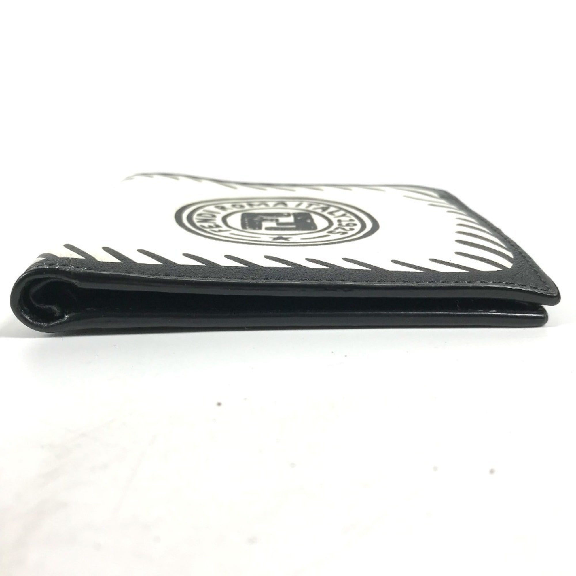 Fendi Black White Leather Bill Wallet (Bi-Fold) (Pre-Owned)