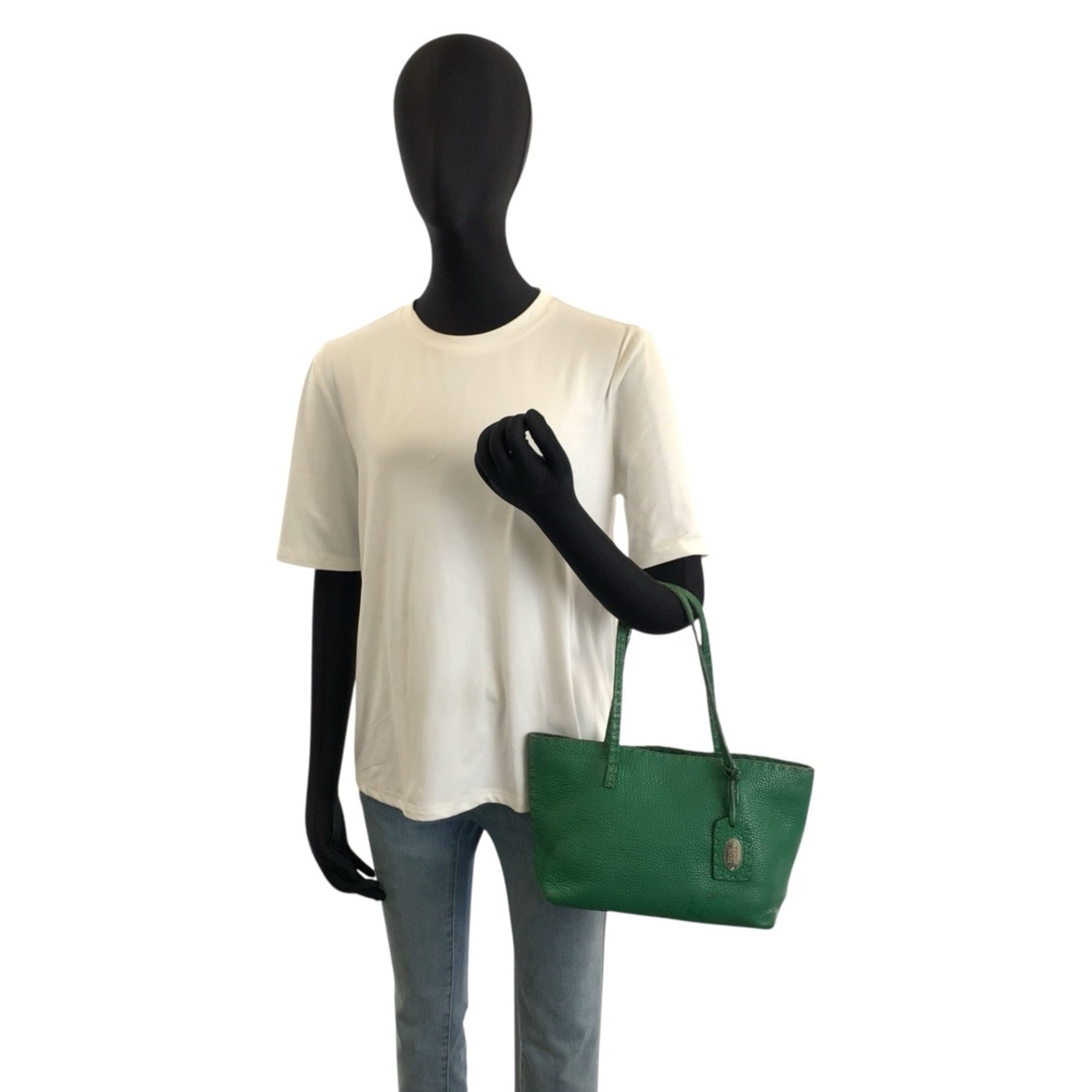 Fendi Green Leather Handbag Tote Bag (Pre-Owned)