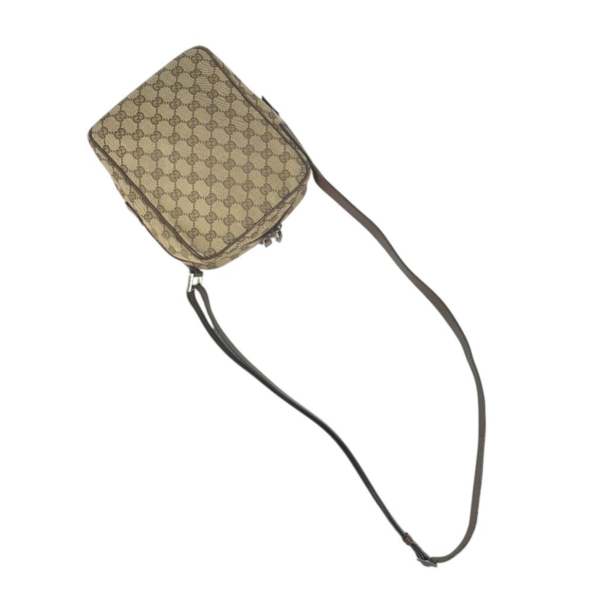 Gucci Beige Gg Canvas Leather Shoulder Bag (Pre-Owned)