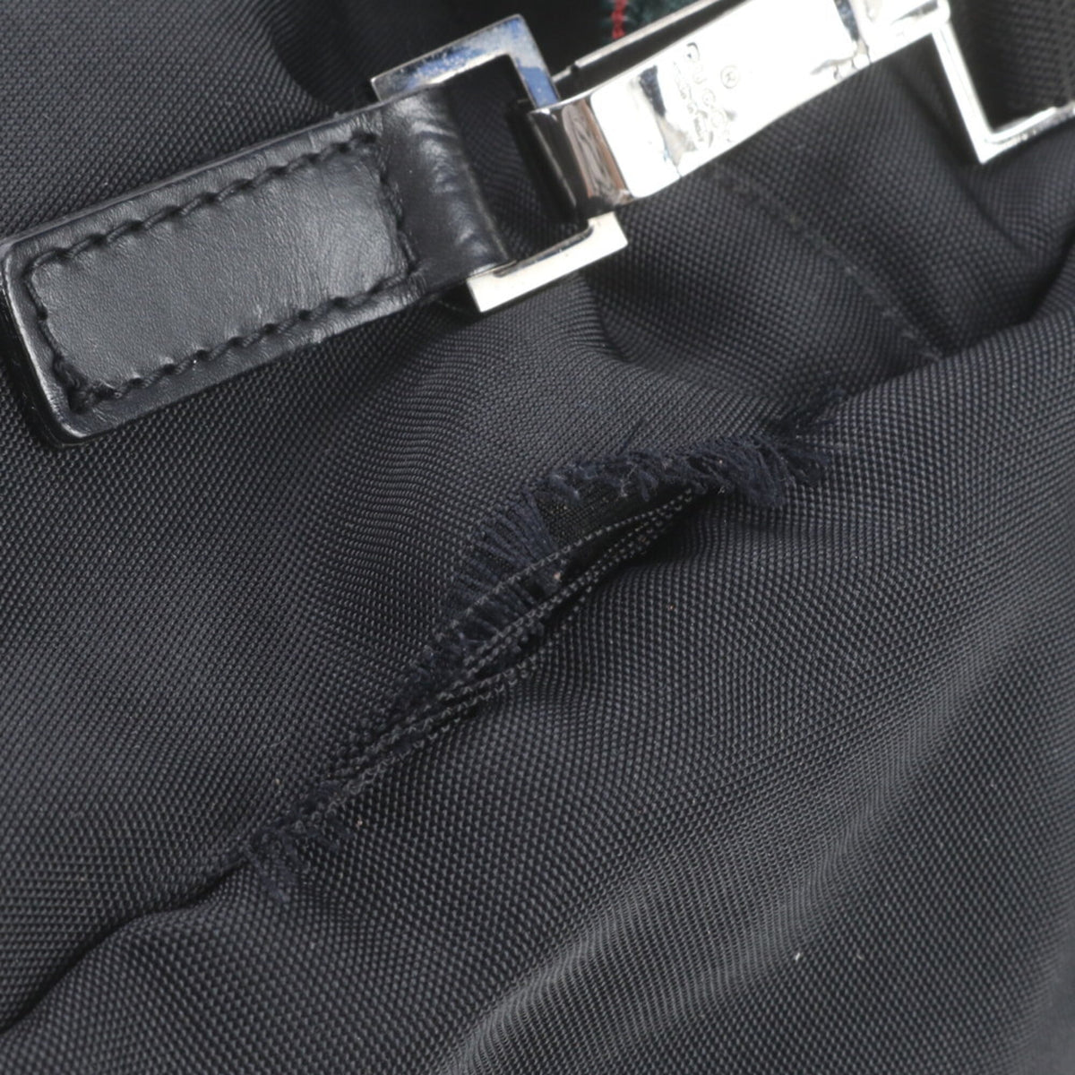 Gucci Black Leather Nylon Boston Bag Shoulder Bag Tote Bag (Pre-Owned)