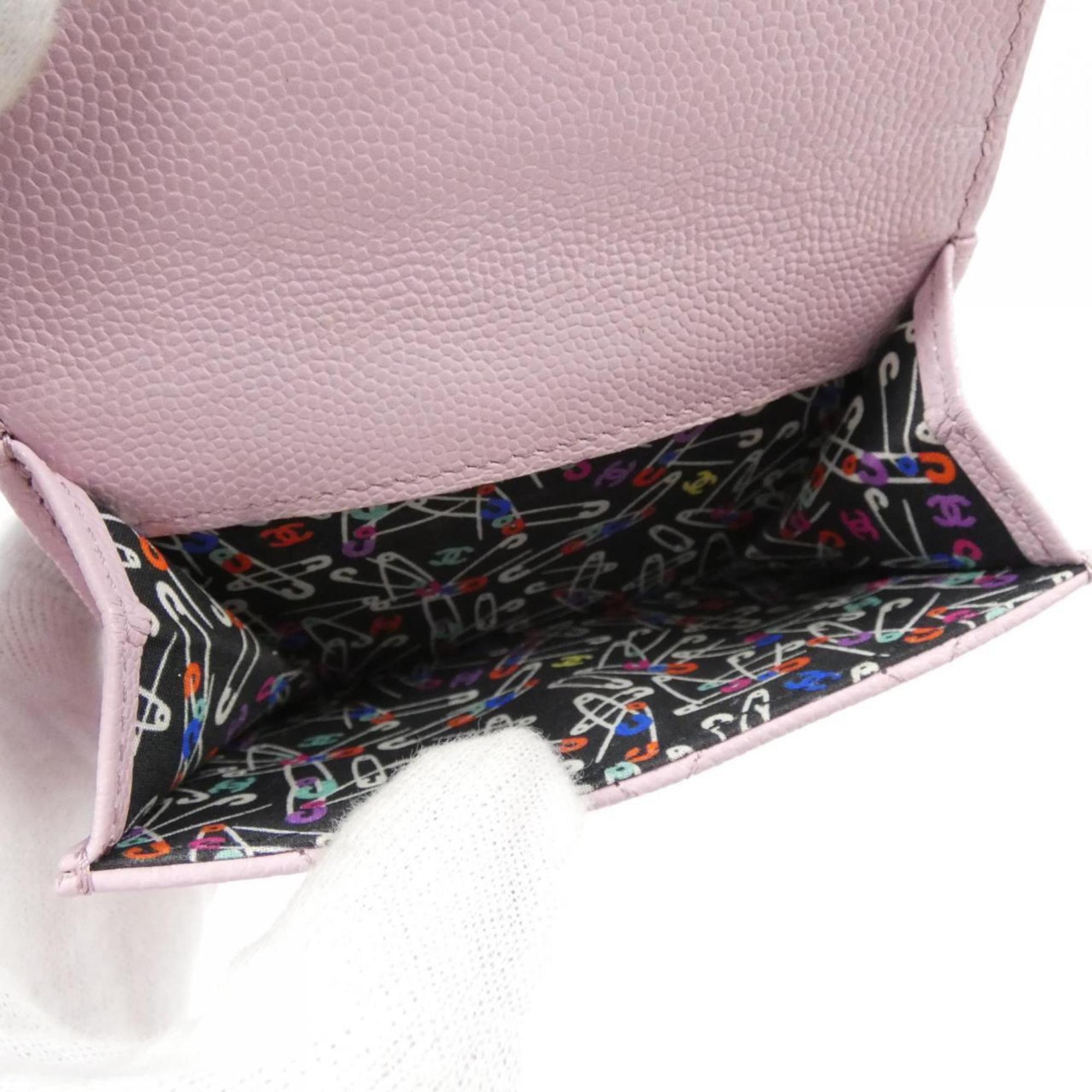 Chanel Pink Grained Calfskin Wallet (Tri-Fold) (Pre-Owned)