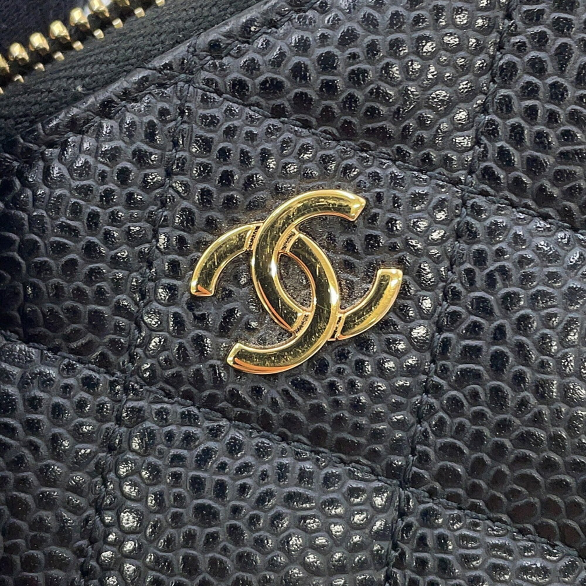 Chanel Black Grained Calfskin Coin Purse/Coin Case (Pre-Owned)