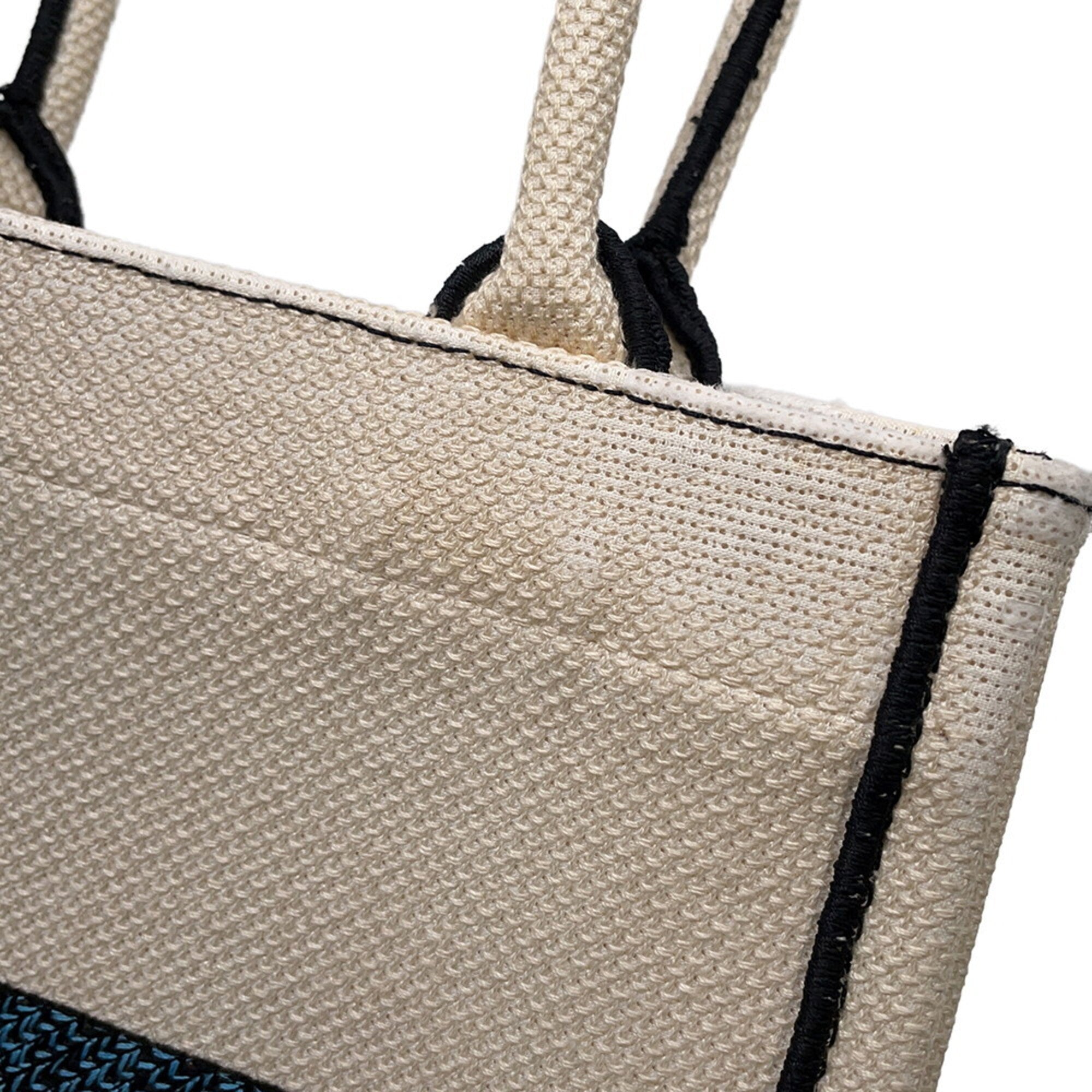 Christian Dior Black Blue White Canvas Handbag Tote Bag (Pre-Owned)