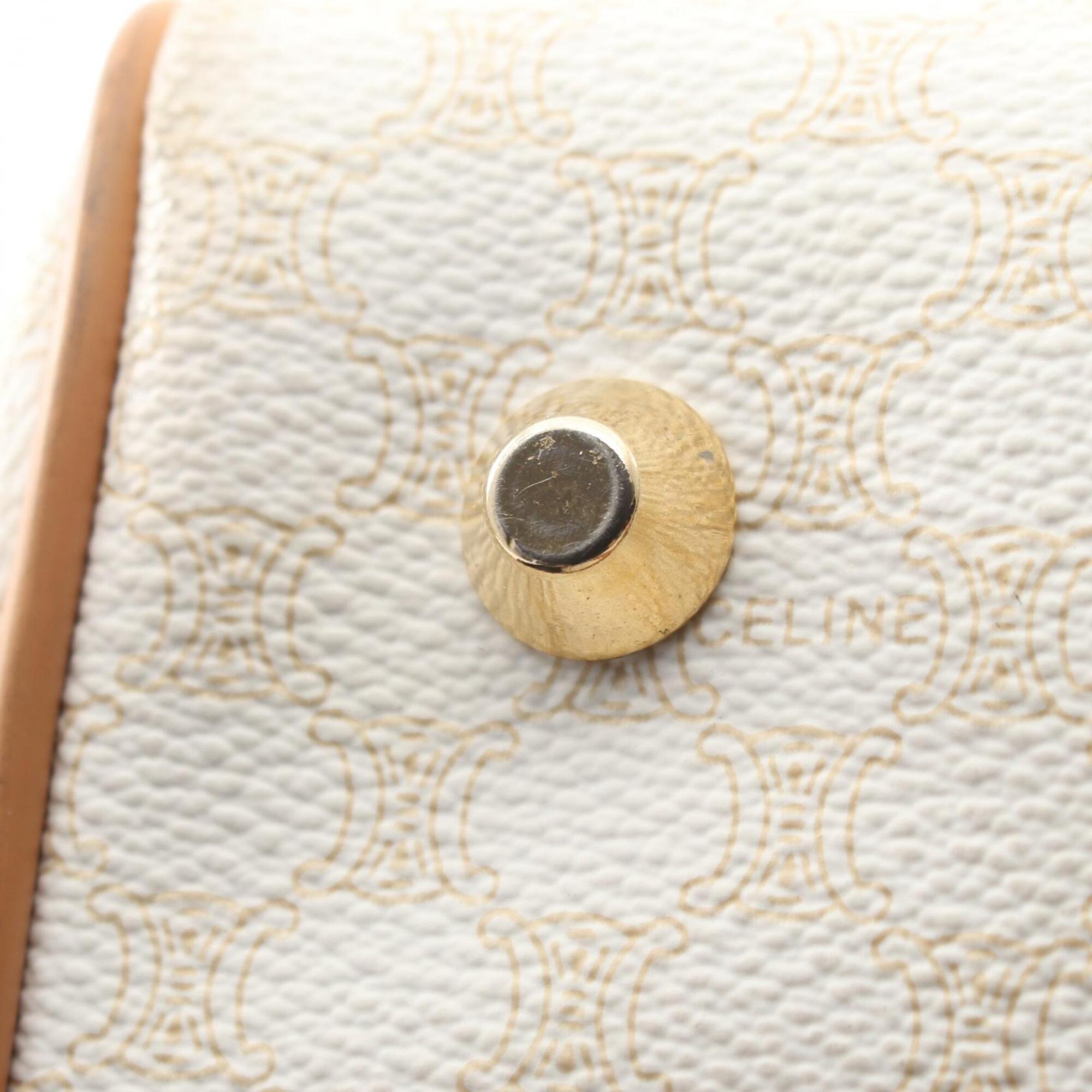Celine Beige White Coated Canvas Leather Handbag (Pre-Owned)