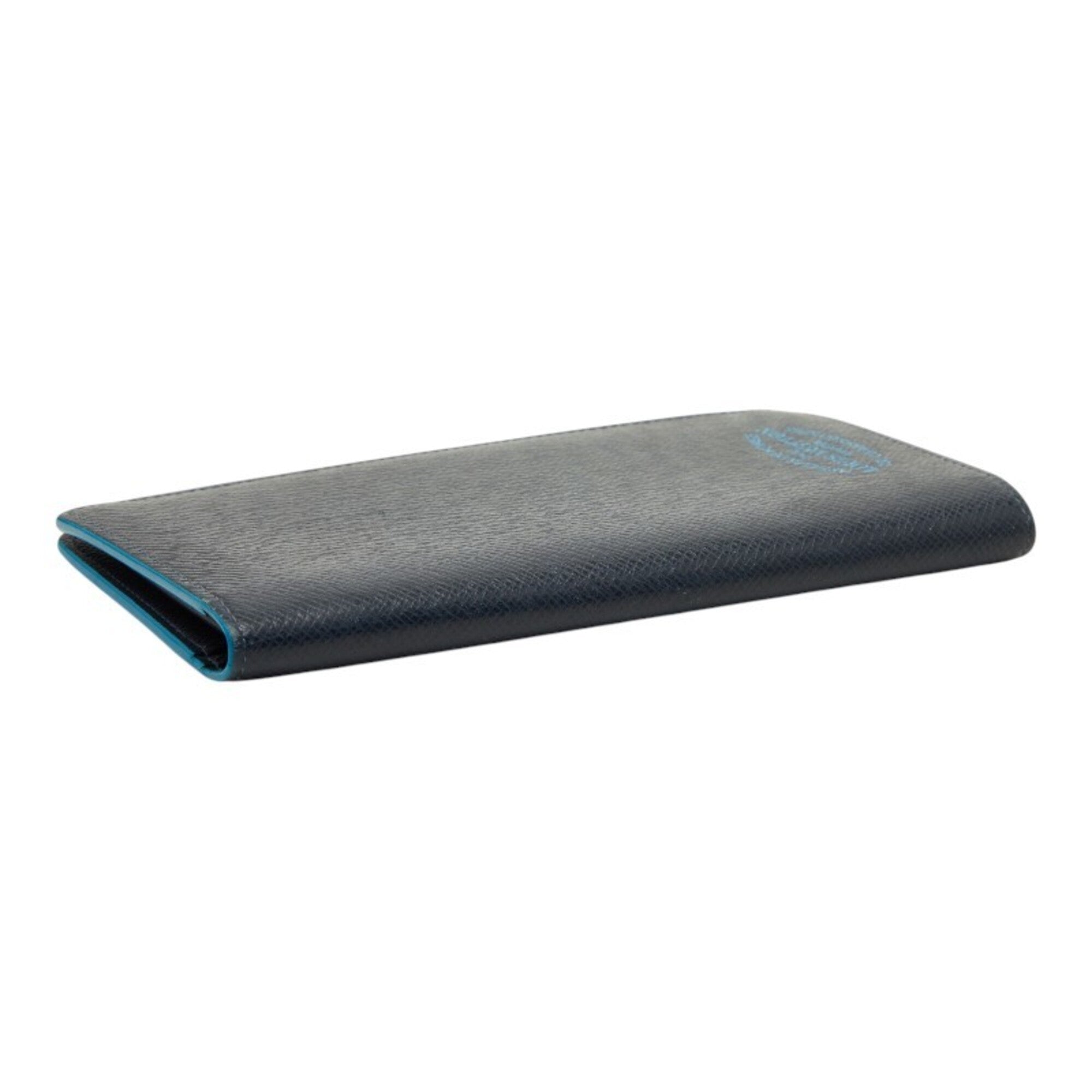 Louis Vuitton Blue Navy Blue Leather Long Bill Wallet (Bi-Fold) (Pre-Owned)