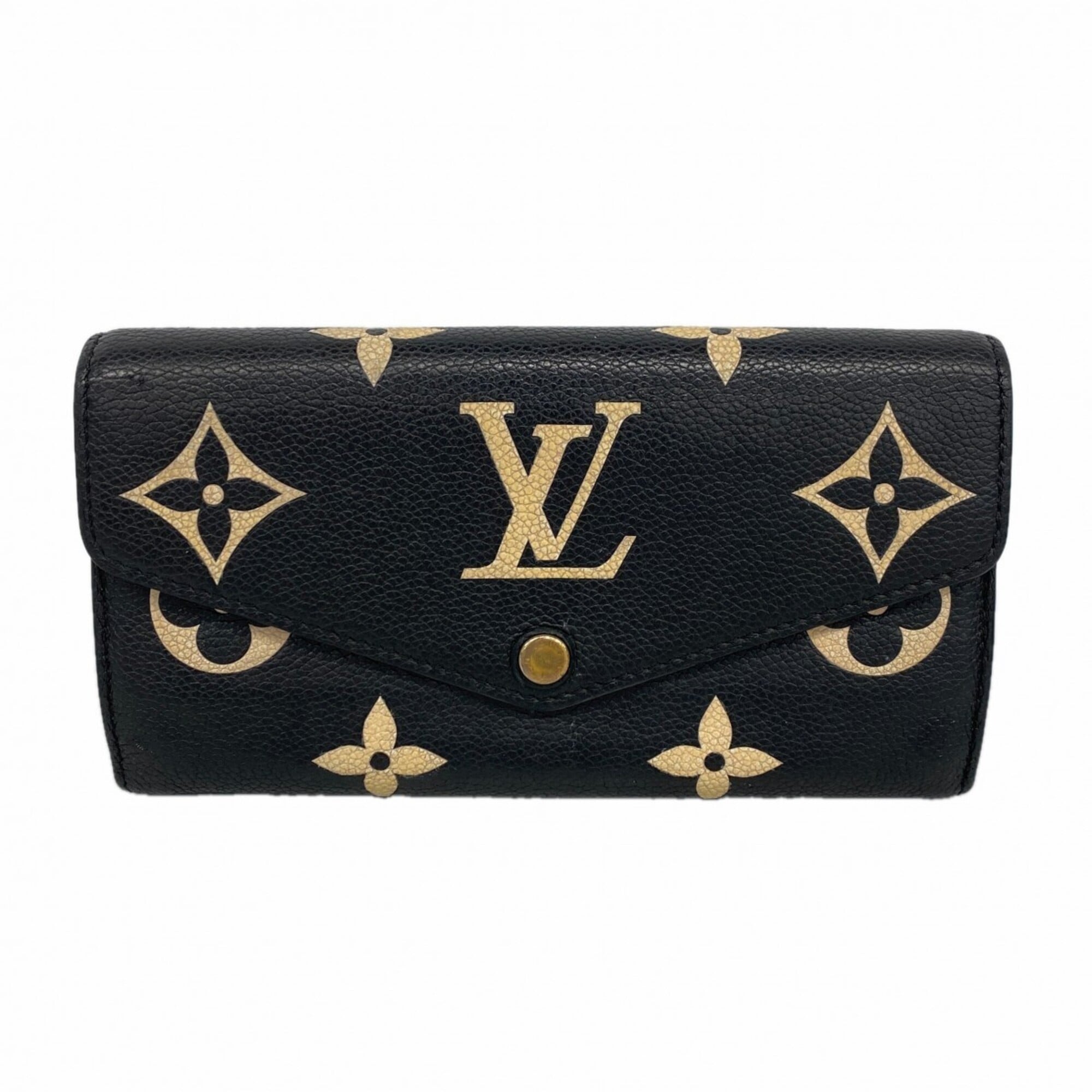 Louis Vuitton Beige Black Long Wallet (Bi-Fold) (Pre-Owned)