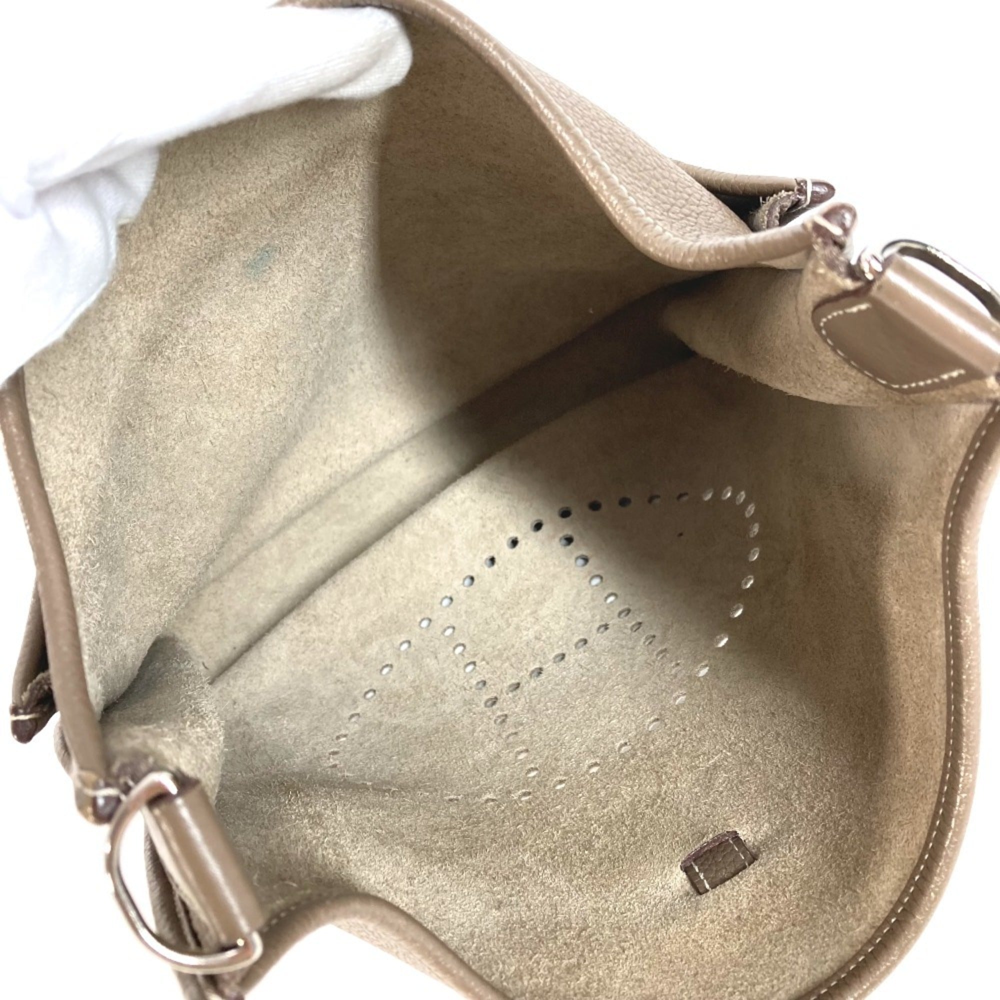 Hermes Etoupe Gray Gray Taurillon Clemence Leather Shoulder Bag (Pre-Owned)