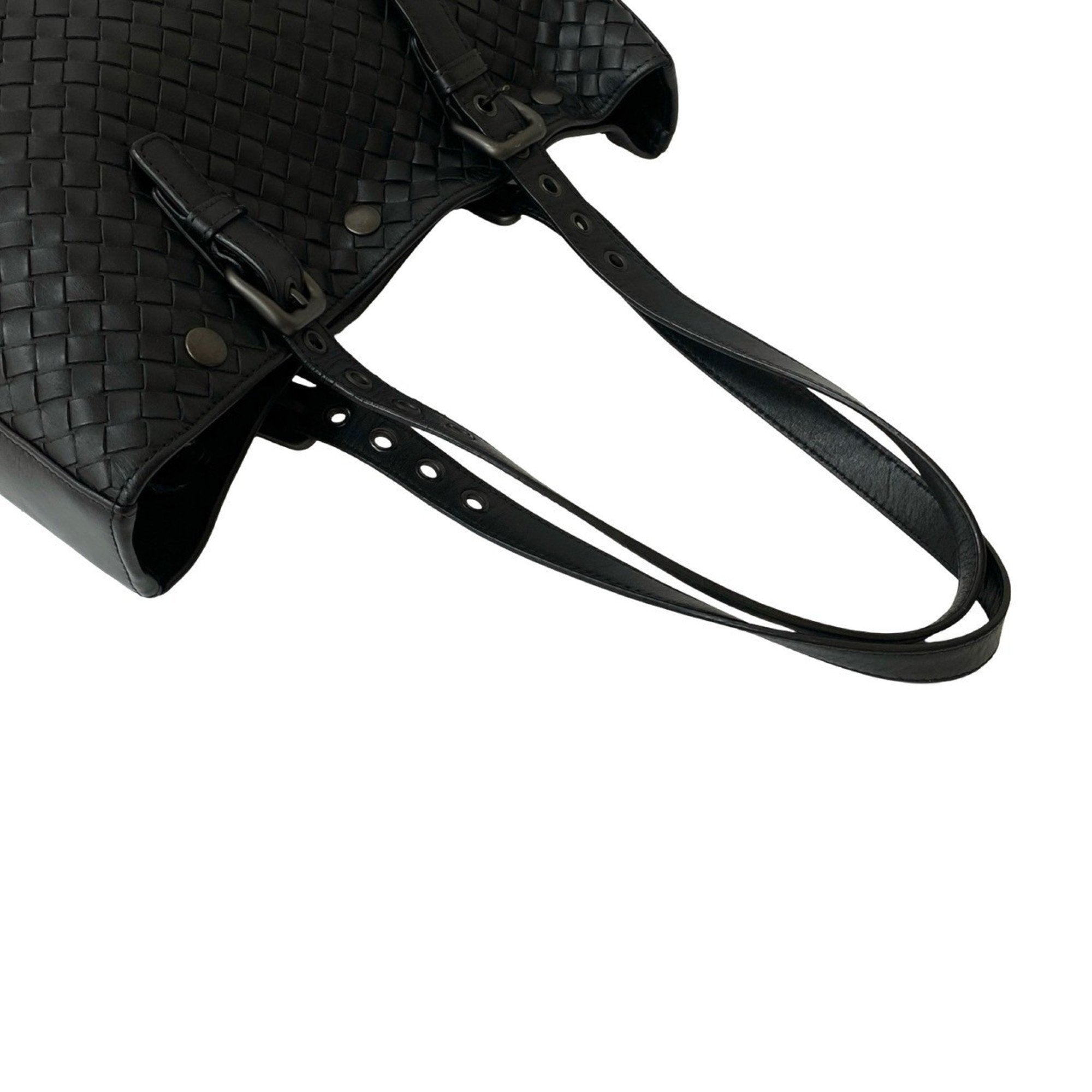 Bottega Veneta Black Leather Handbag Shoulder Bag Tote Bag (Pre-Owned)