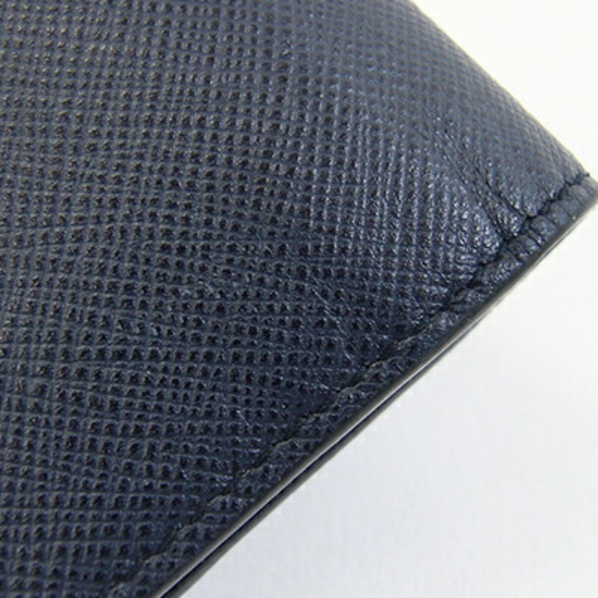 Prada Navy Leather Long Wallet (Bi-Fold) (Pre-Owned)