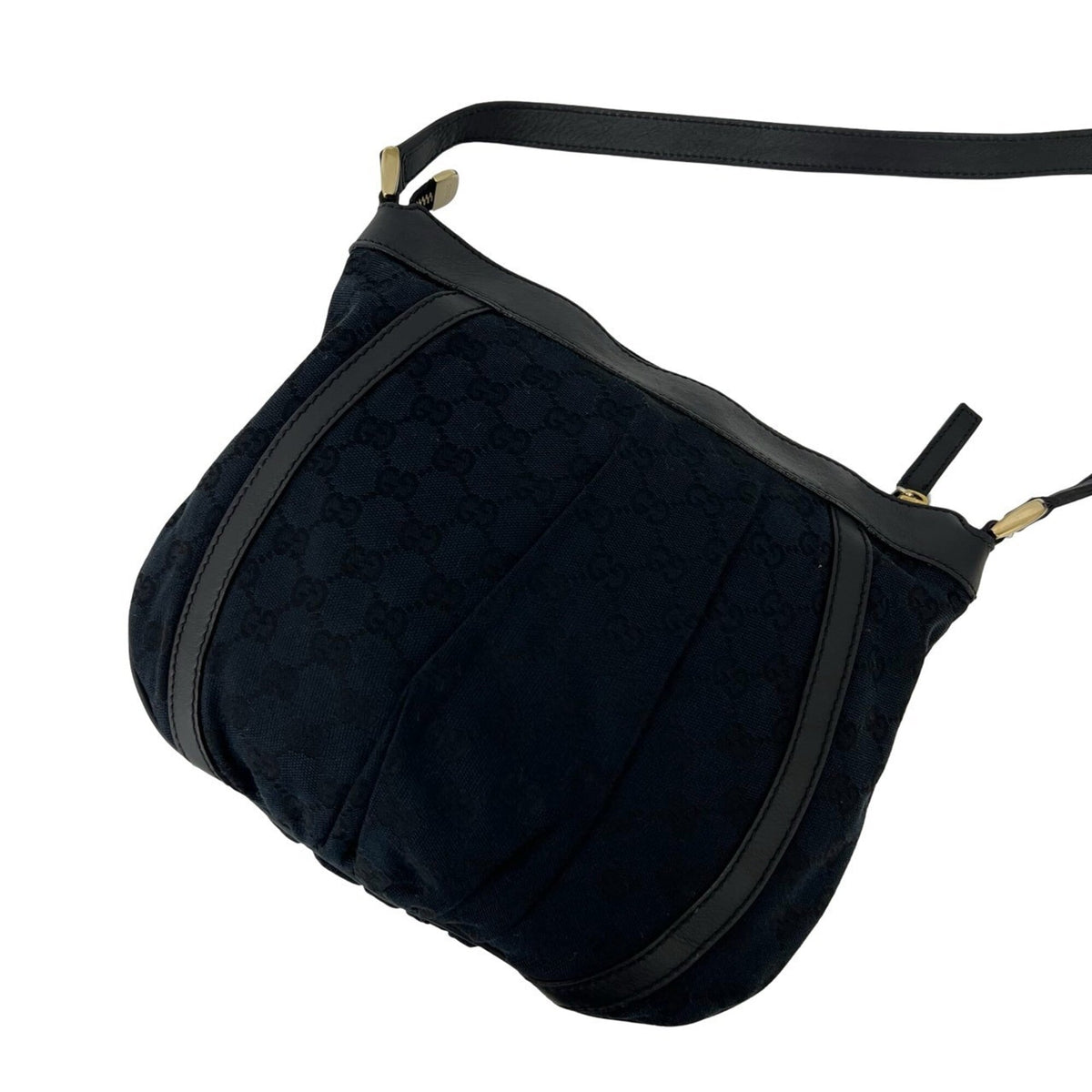 Gucci Black Canvas Leather Shoulder Bag (Pre-Owned)
