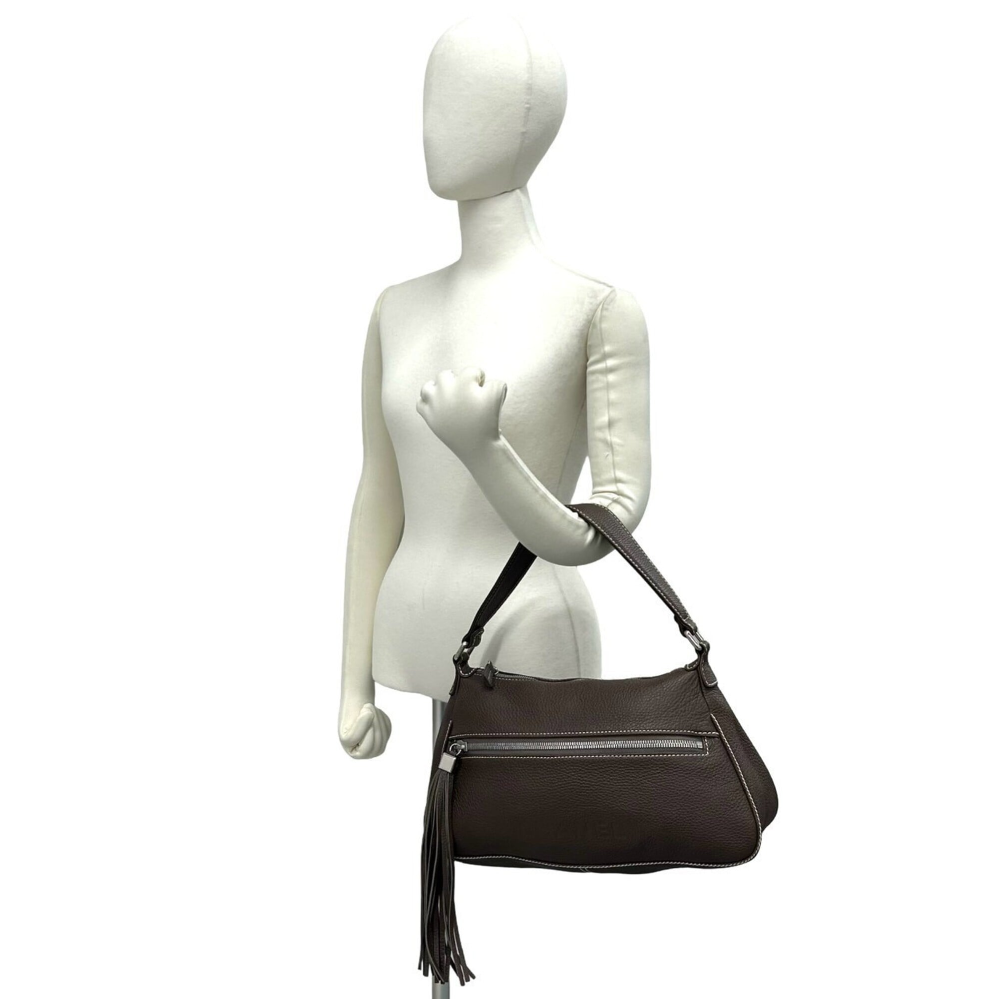 Chanel Brown Leather Shoulder Bag Tote Bag (Pre-Owned)