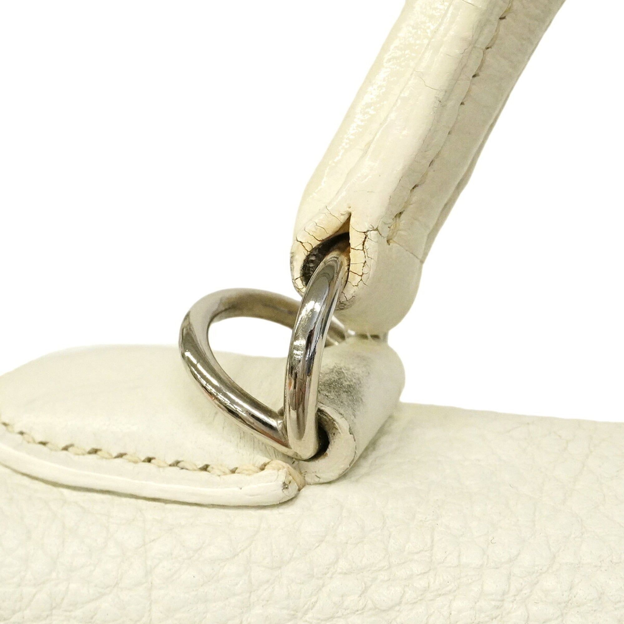 Hermes White Taurillon Clemence Leather Handbag (Pre-Owned)