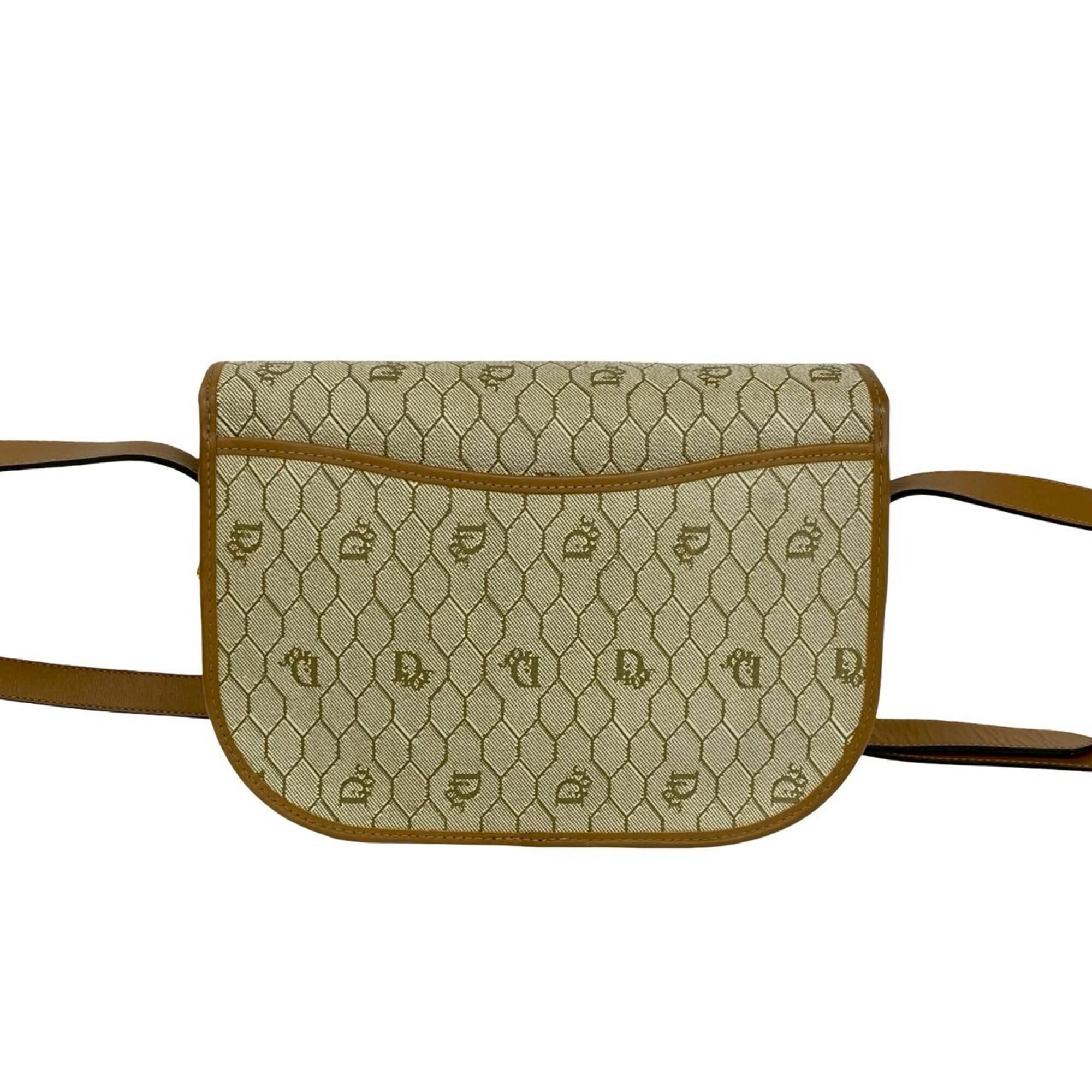 Christian Dior Beige Brown Leather Pvc Pochette Shoulder Bag (Pre-Owned)