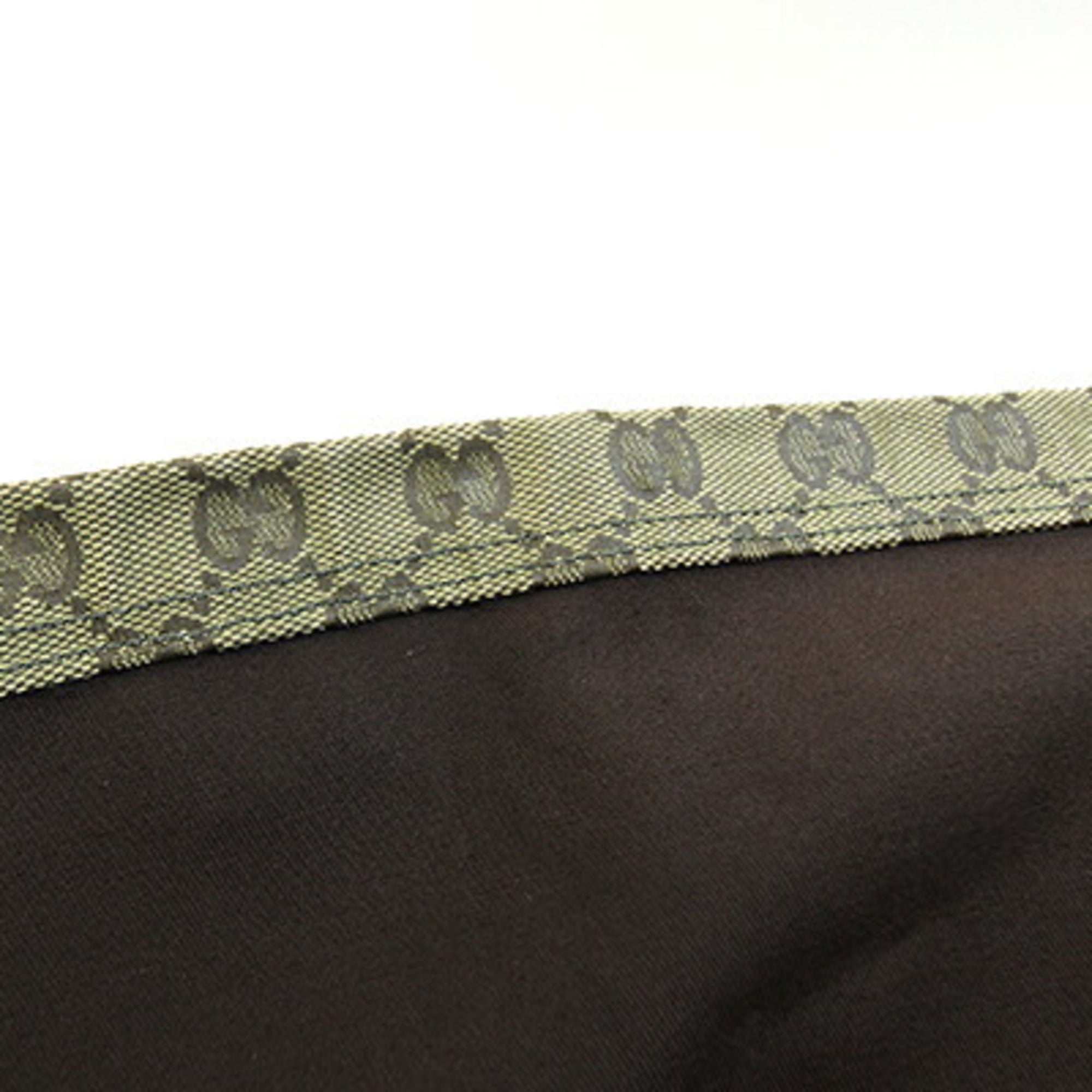 Gucci Khaki Canvas Leather Handbag Tote Bag (Pre-Owned)