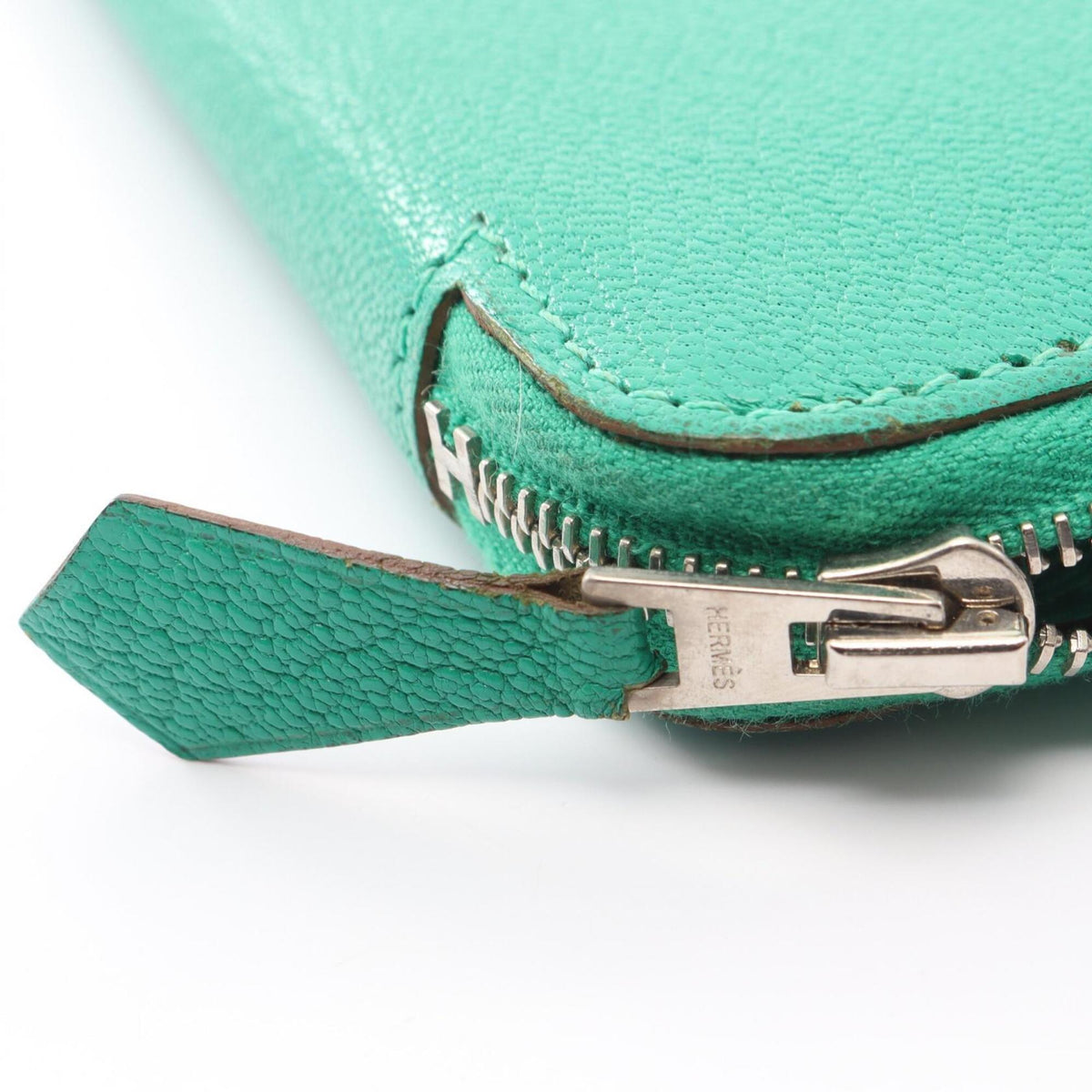 Hermes Green Mint Green Chevre Leather Long Wallet (Bi-Fold) (Pre-Owned)