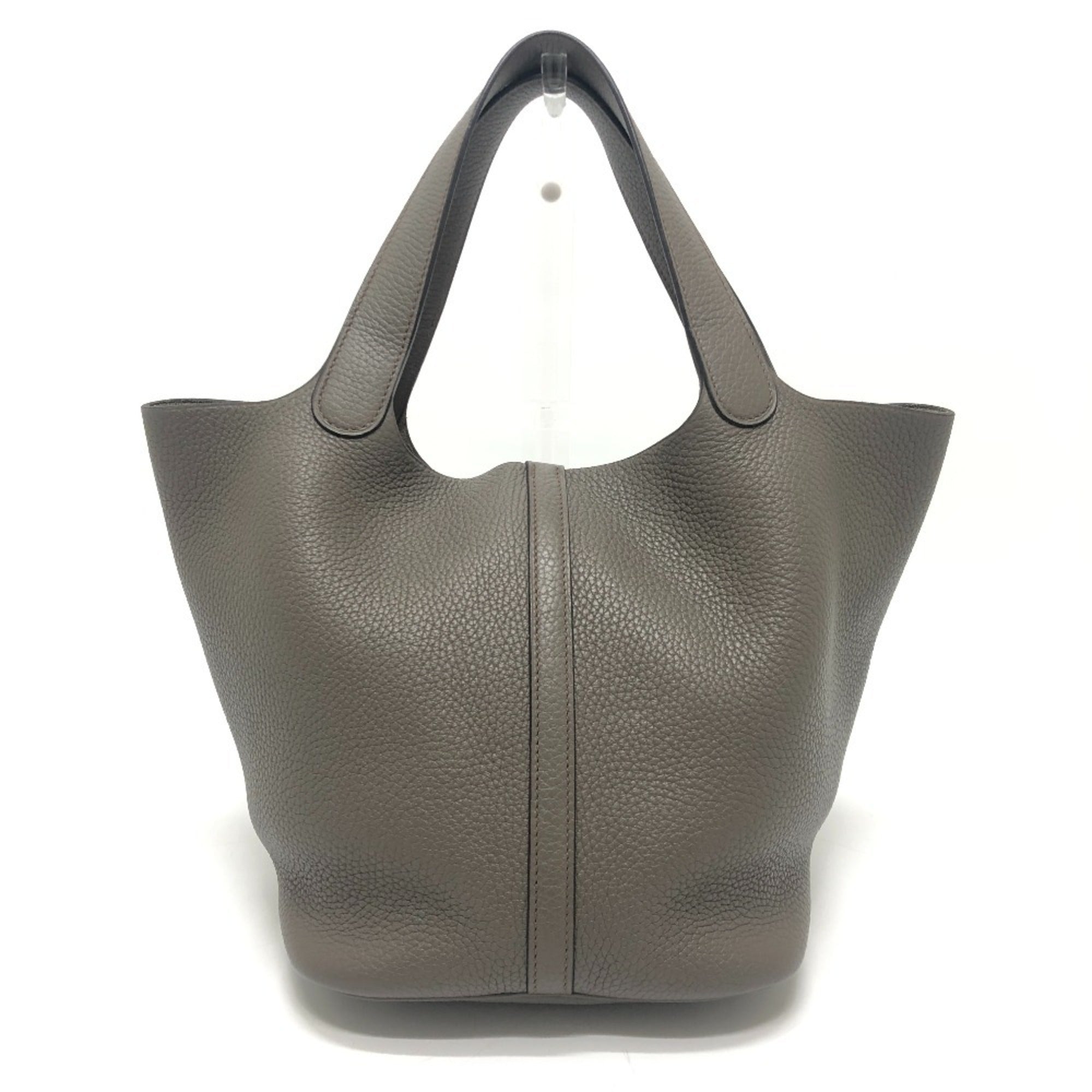 Hermes Picotin Gray Taurillon Clemence Leather Handbag (Pre-Owned)