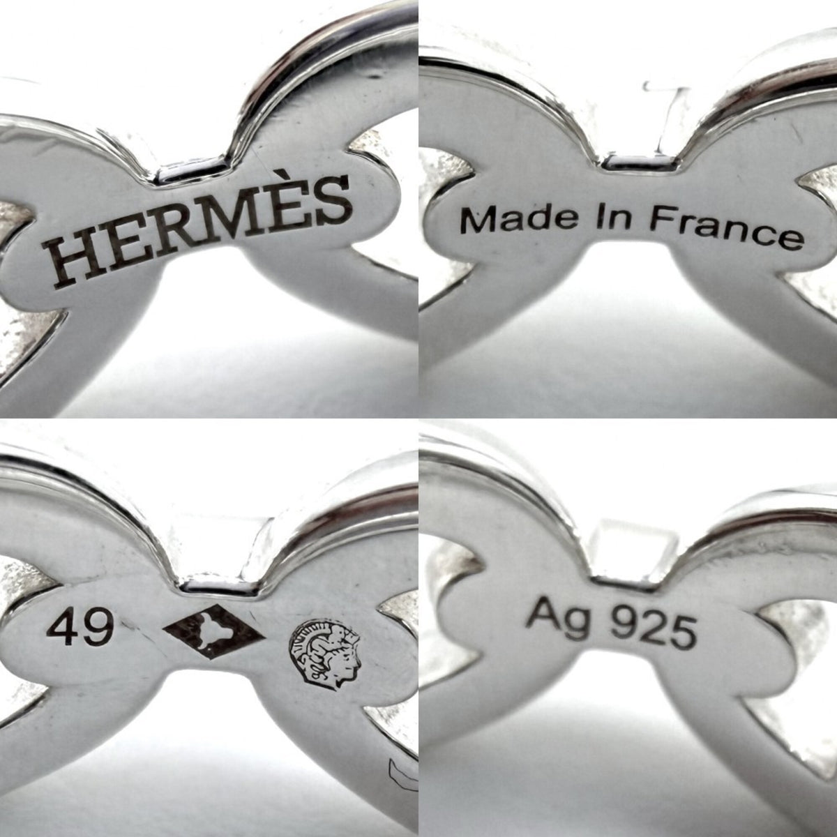 Hermes Silver 925 Band Ring (Pre-Owned)