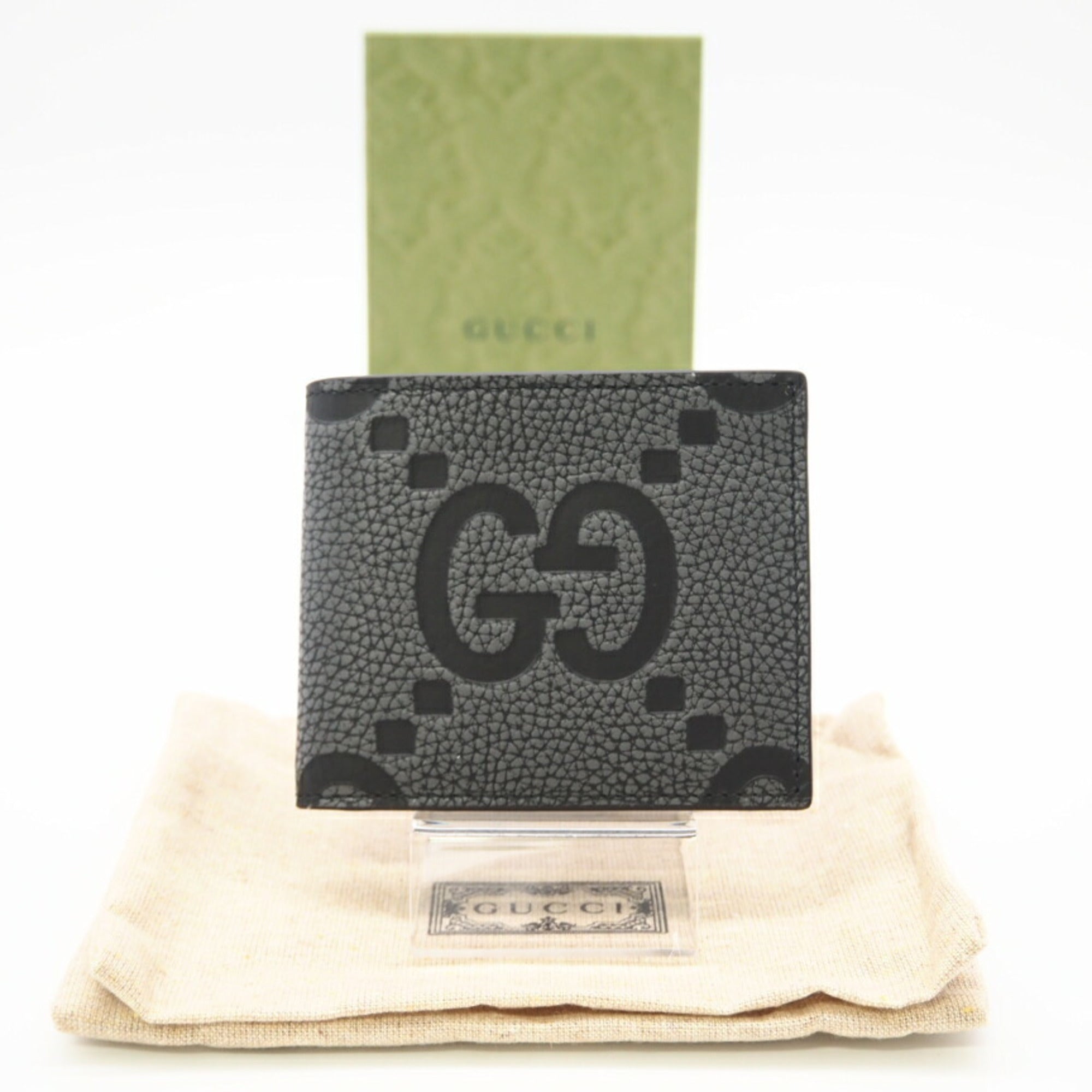 Gucci Black Gray Gg Leather Wallet (Bi-Fold) (Pre-Owned)