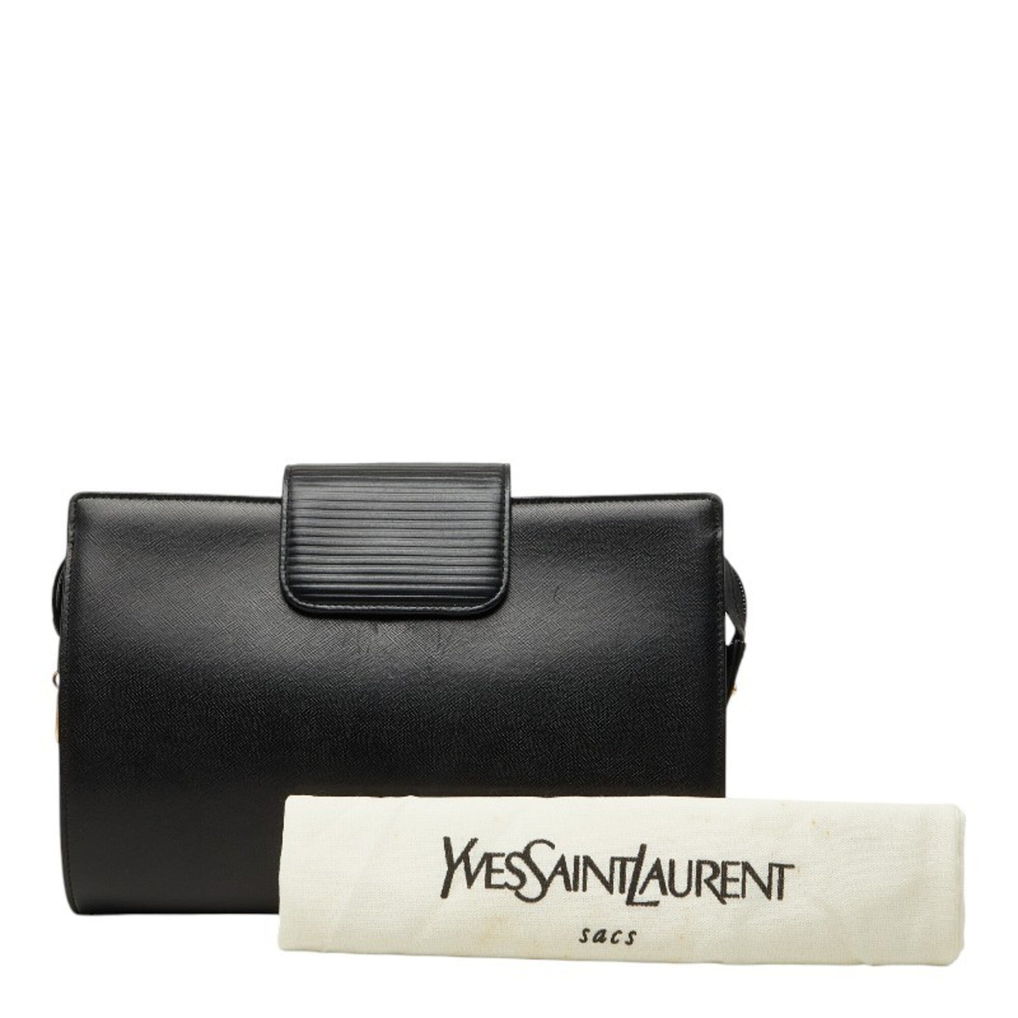 Saint Laurent Black Leather Clutch Bag (Pre-Owned)