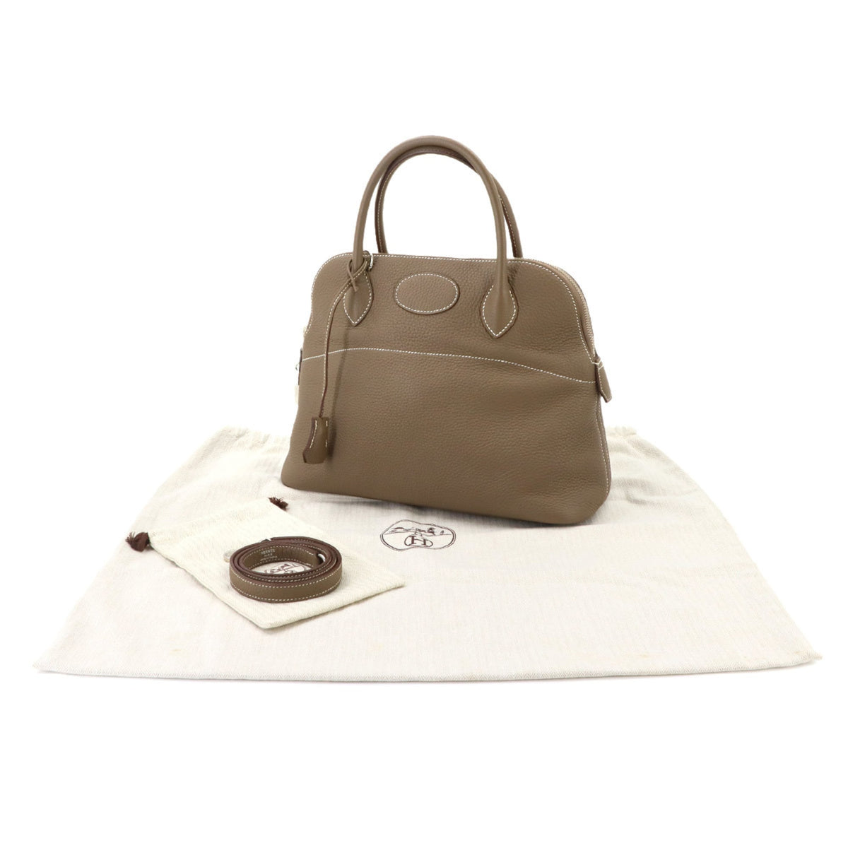 Hermes Etoupe Gray Taurillon Clemence Leather Handbag (Pre-Owned)