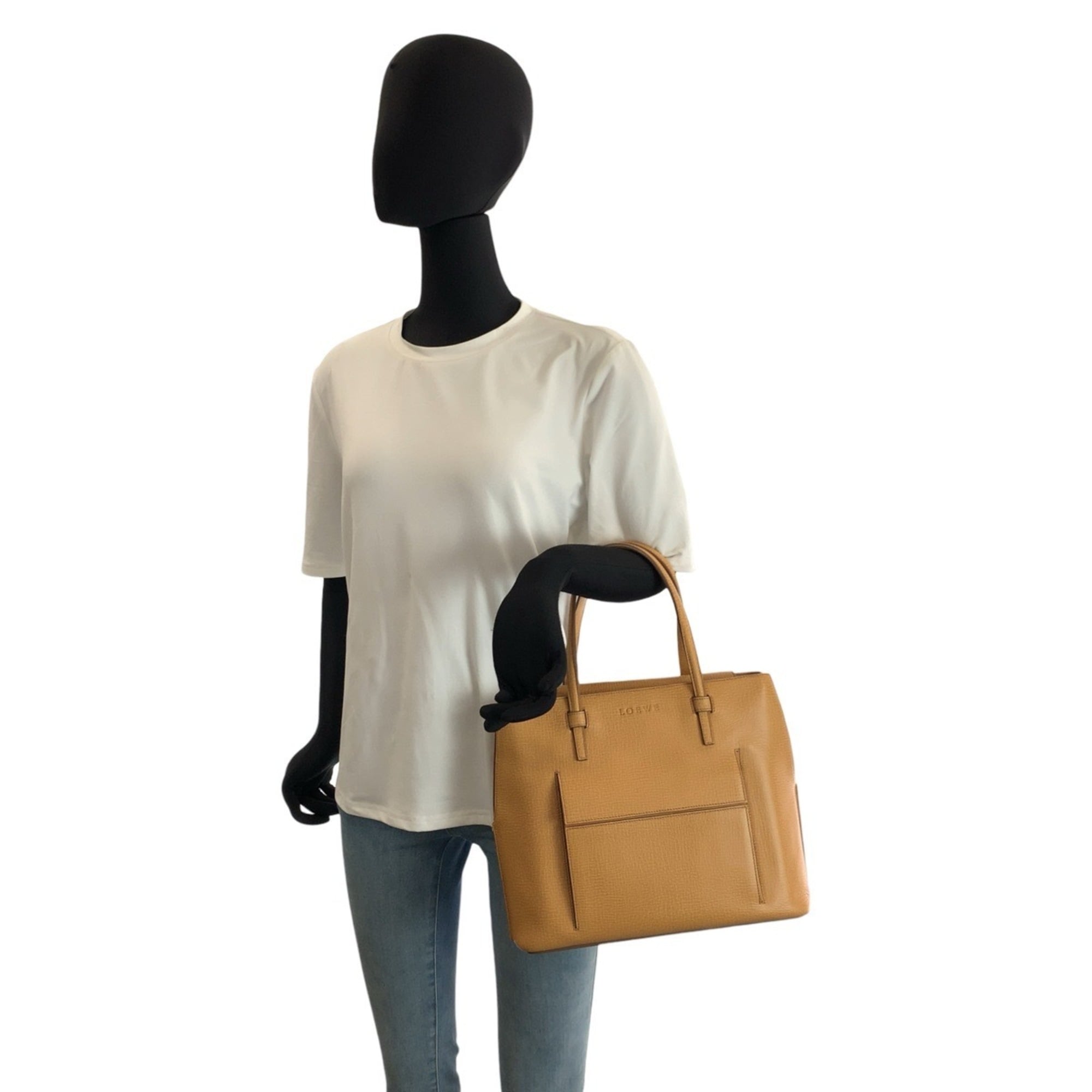 Loewe Beige Leather Handbag Tote Bag (Pre-Owned)