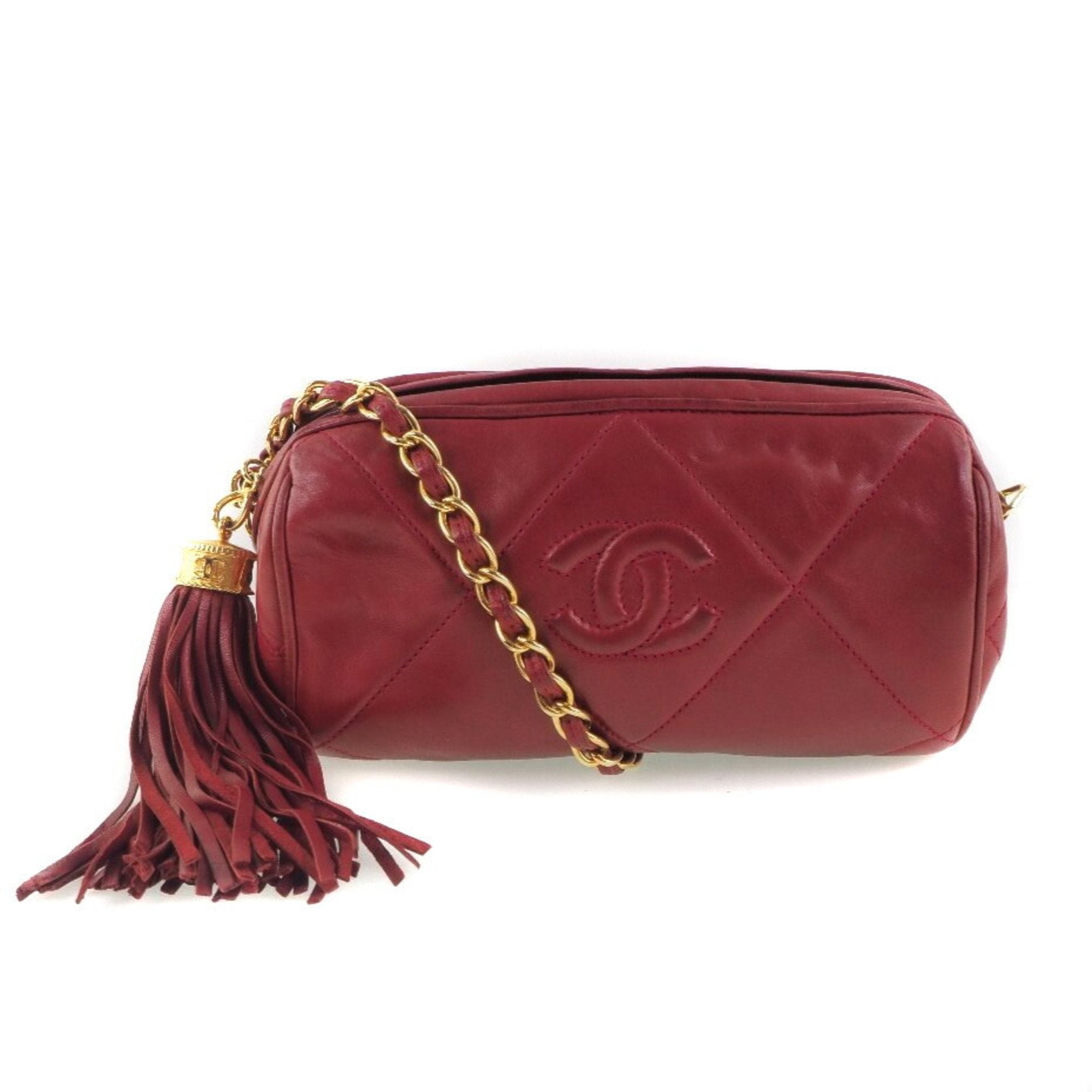 Chanel Matelasse Gold Red Color Shoulder Bag (Pre-Owned)