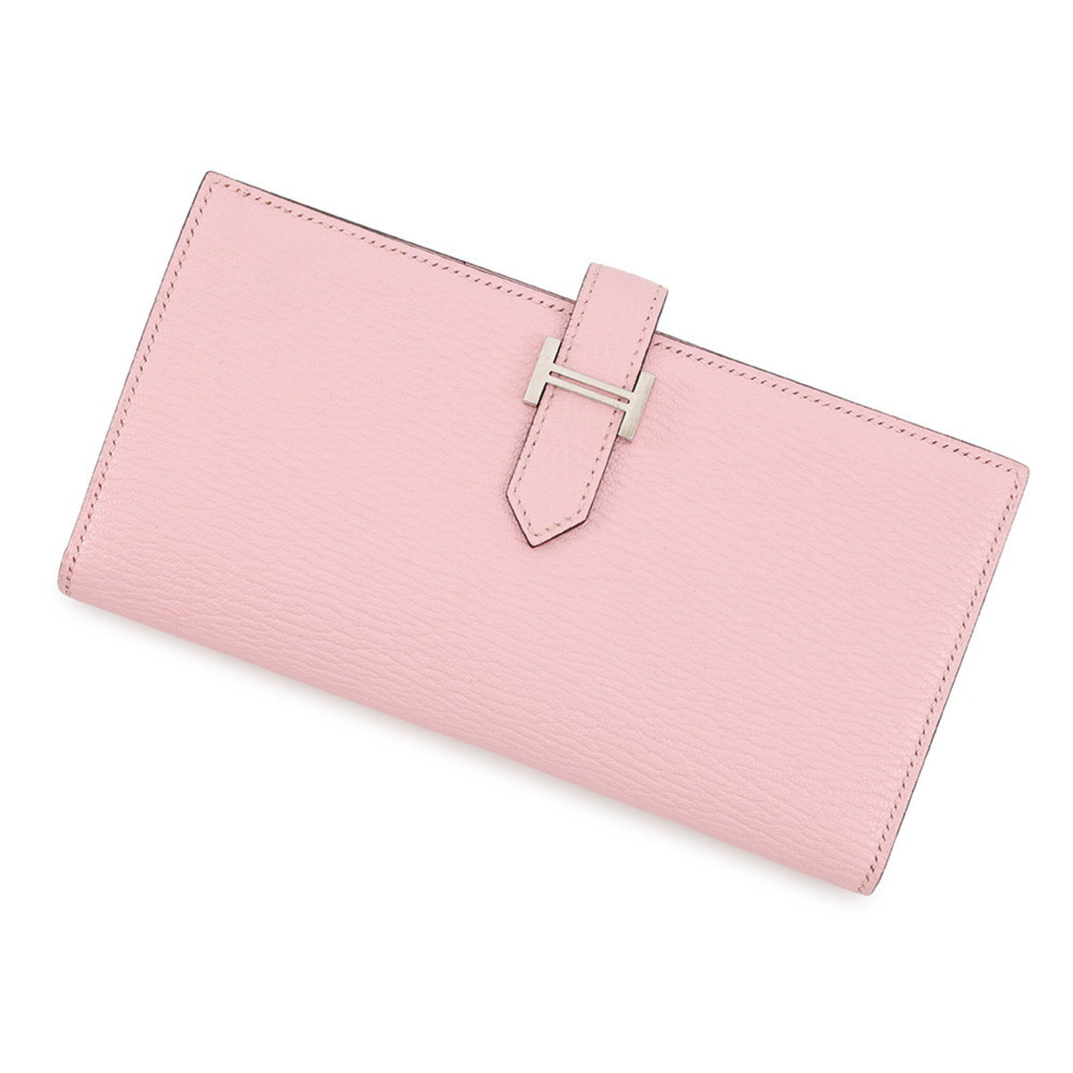 Hermes Rose Sakura Chevre Myzore Leather Long Wallet (Bi-Fold) (Pre-Owned)