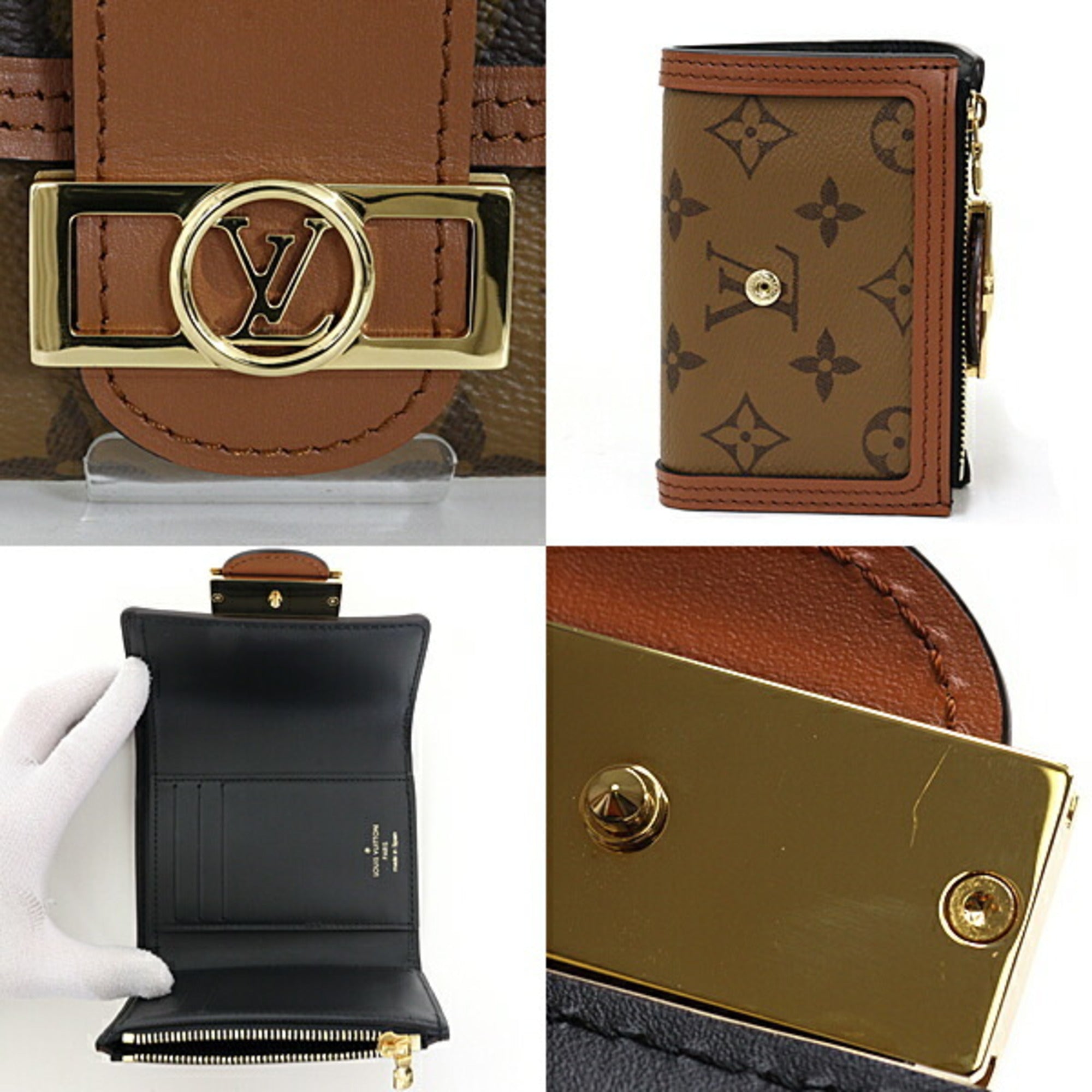 Louis Vuitton Monogram Reverse Brown Light Brown Monogram Reverse Monogram Canvas Leather Wallet (Tri-Fold) (Pre-Owned)
