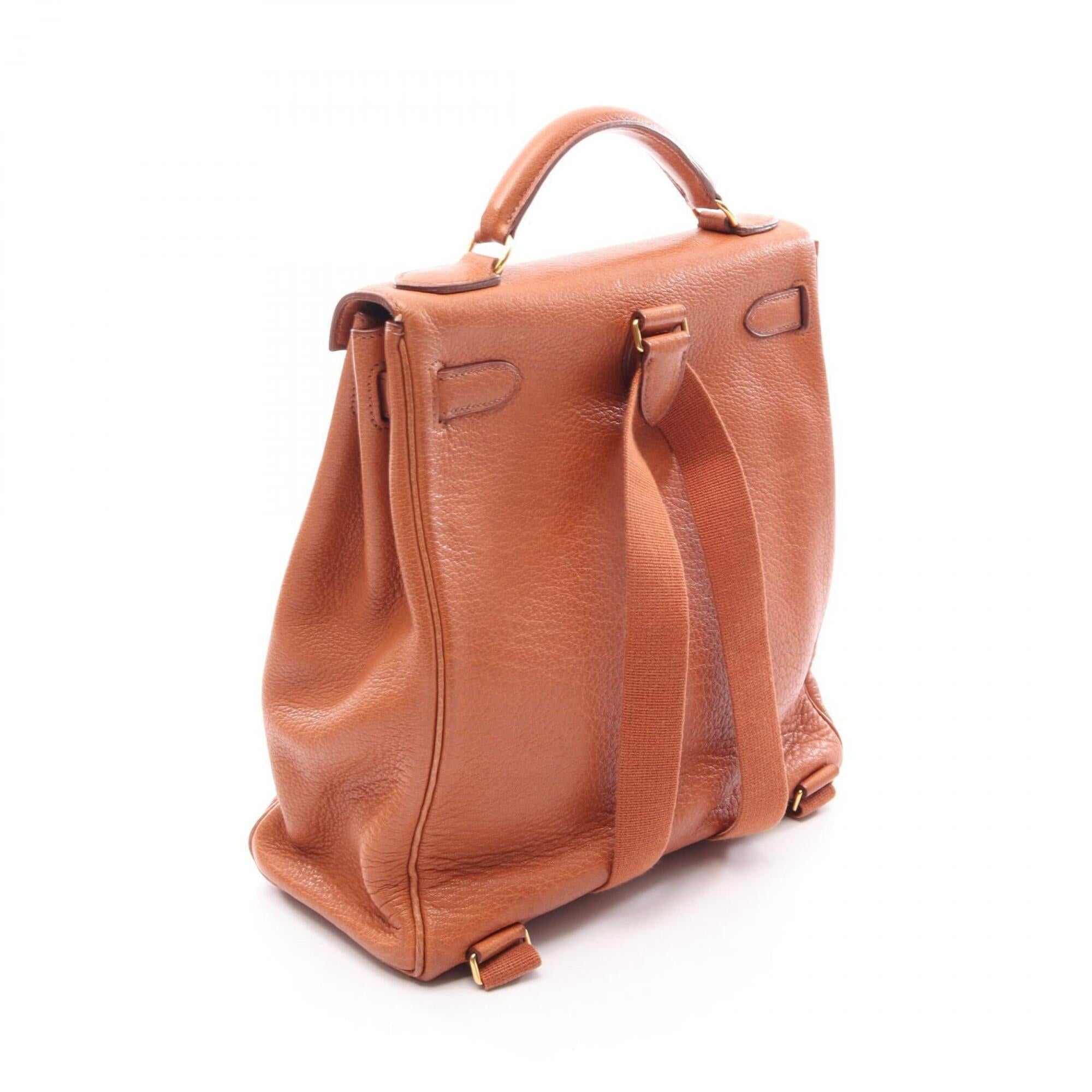 Hermes Brown Buffalo Leather Backpack Handbag (Pre-Owned)